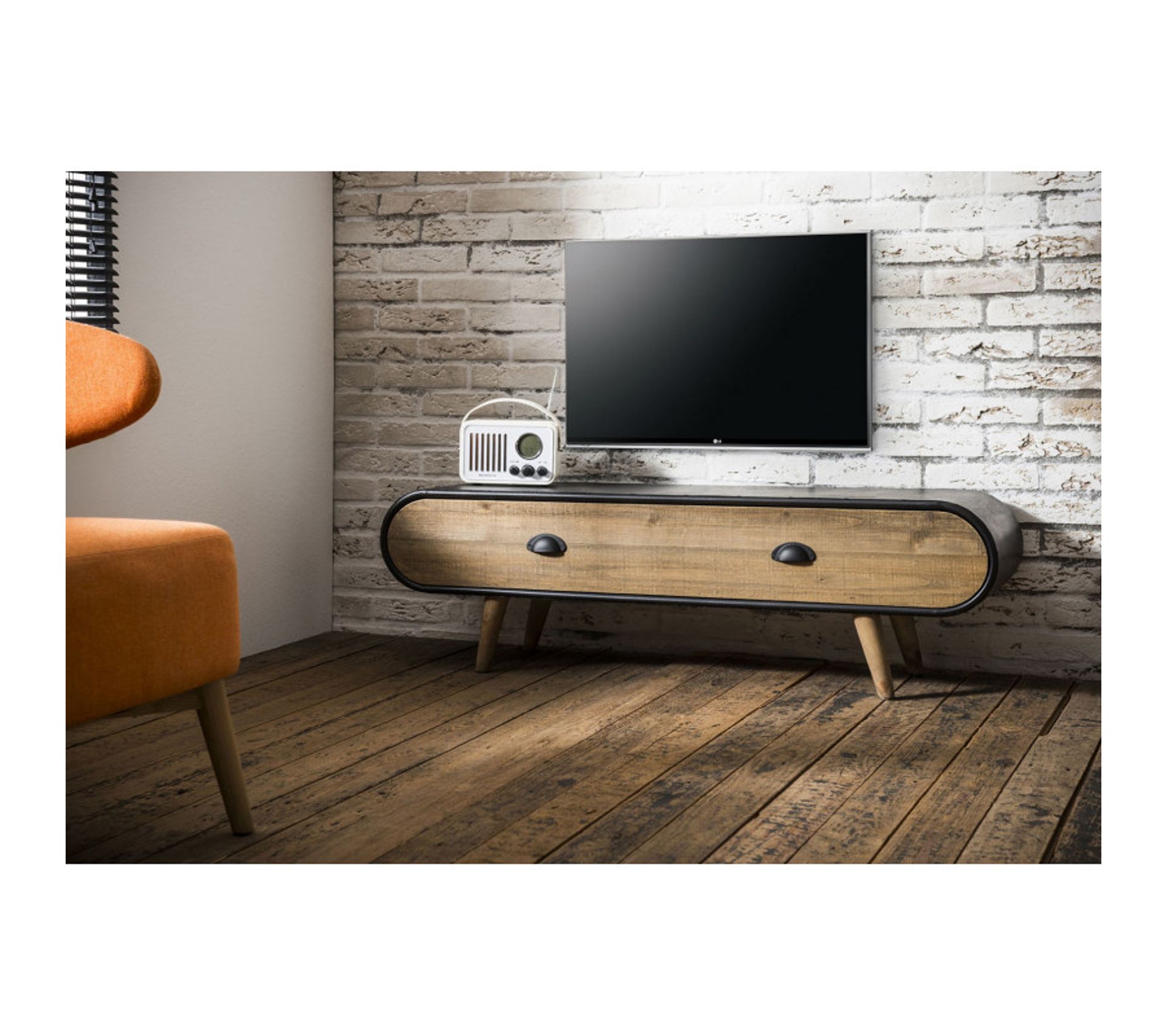 Meuble TV Scandinave En Bois Et Métal Noir Germain Meuble TV BUT