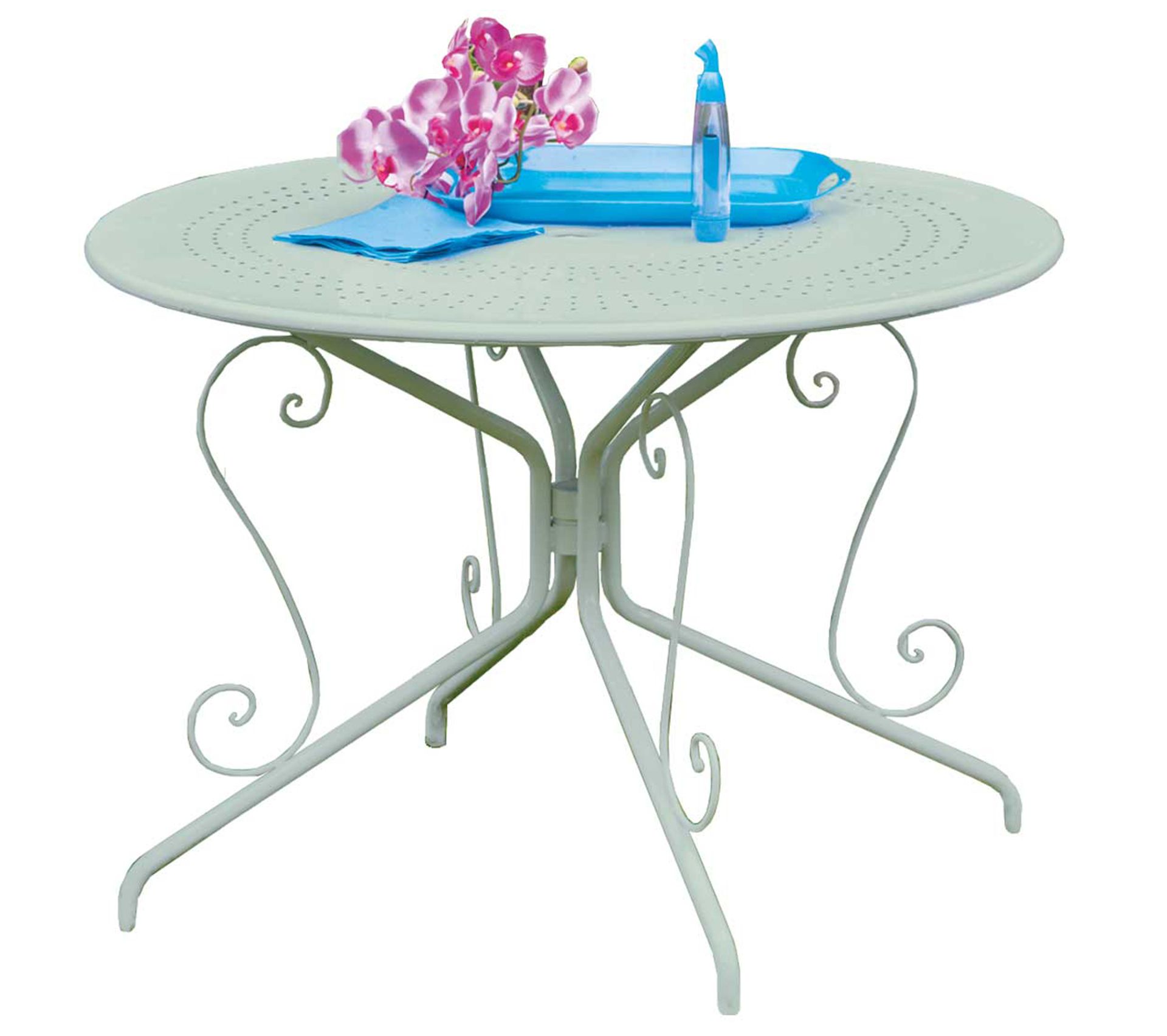 Table De Jardin En Acier Époxy, Coloris Tilleuil Dim 96 X 90 cm
