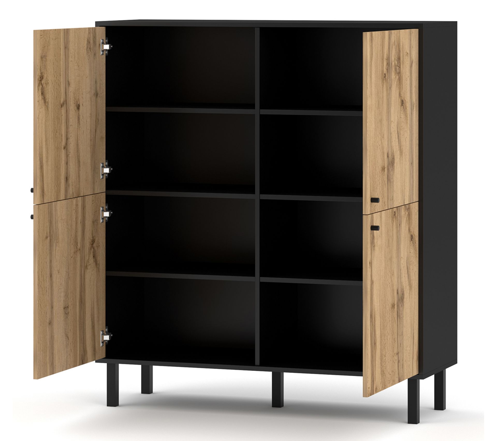 Armoire De Rangement En Bois Coloris Noir Mat / Chêne Wotan L.120 X P