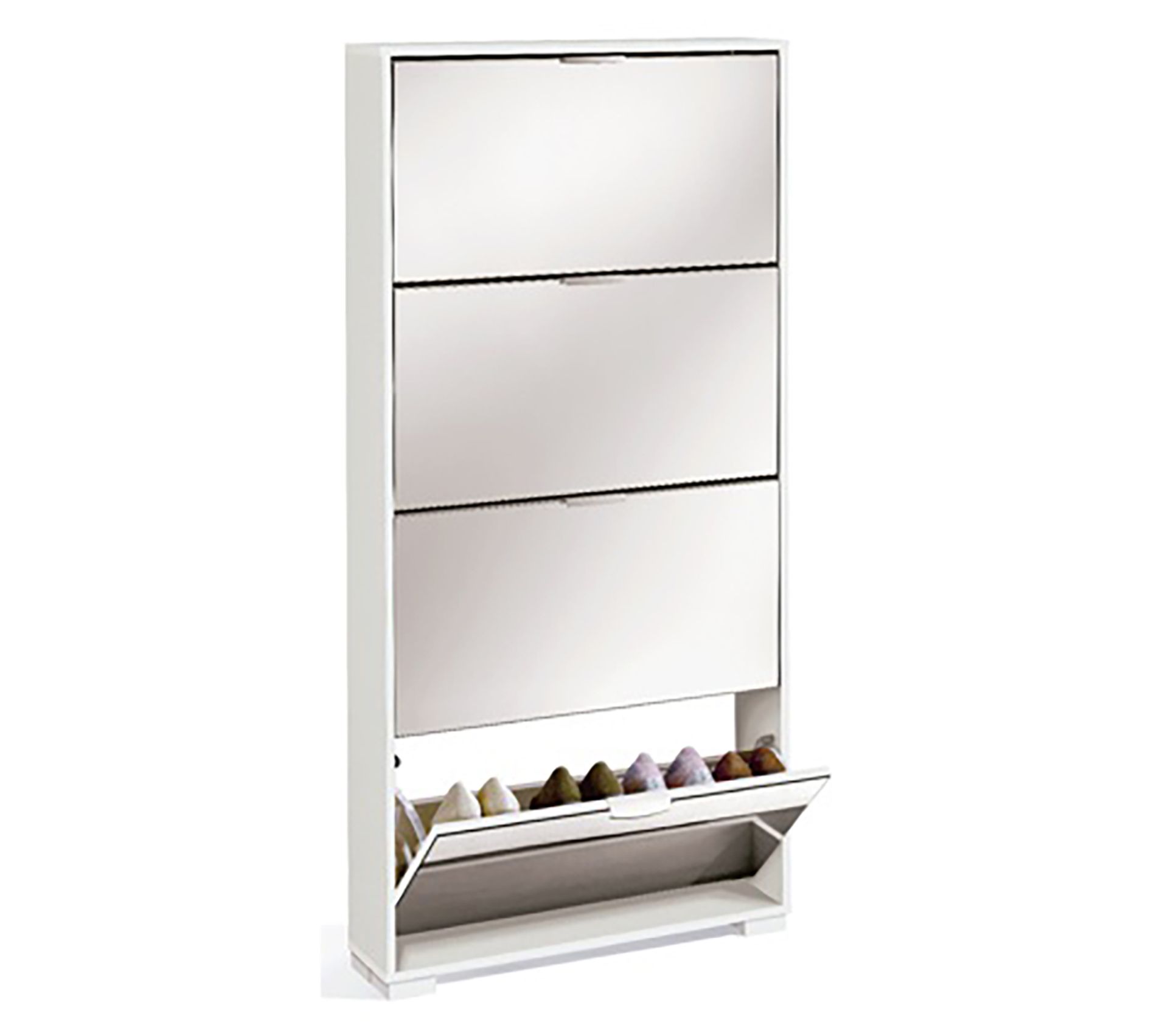 Meuble À Chaussures 4 Portes Coloris Blanc Brillant H. 153 X L. 74 X