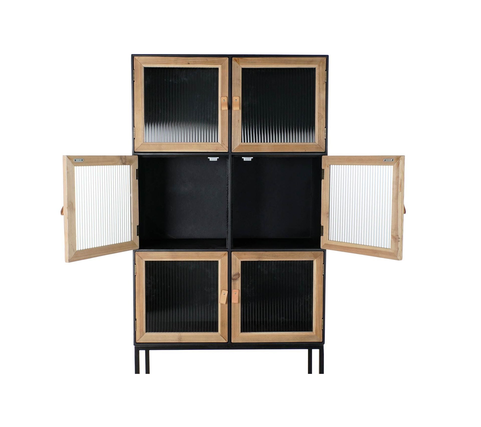 Armoire En Bois Et Métal Noir Avec 6 Portes Et 1 Étagère L. 80 X H