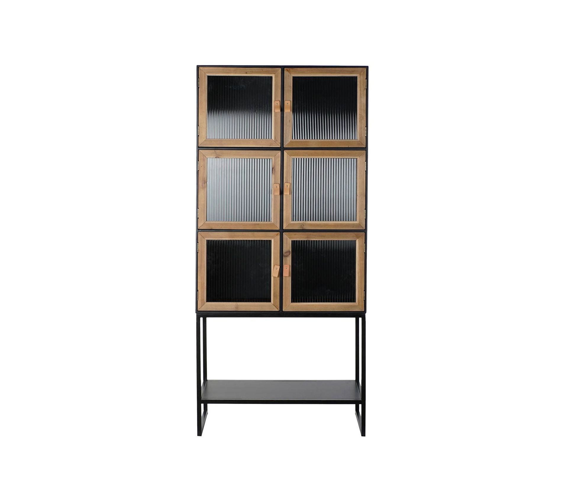 Armoire En Bois Et Métal Noir Avec 6 Portes Et 1 Étagère L. 80 X H