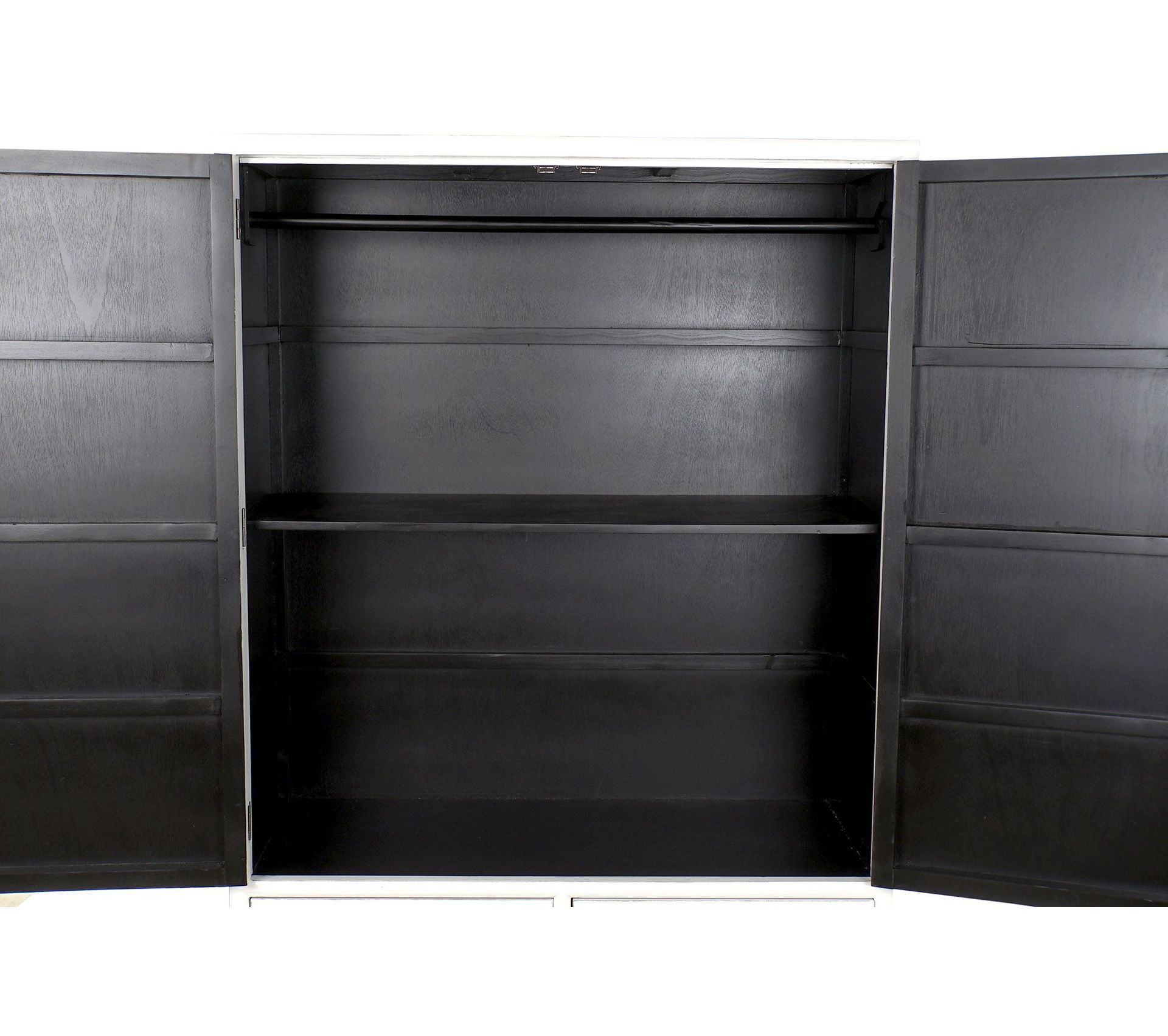 Armoire En Bois Blanc Laqué Avec 2 Portes 2 Tiroirs Et 2 Étagères L