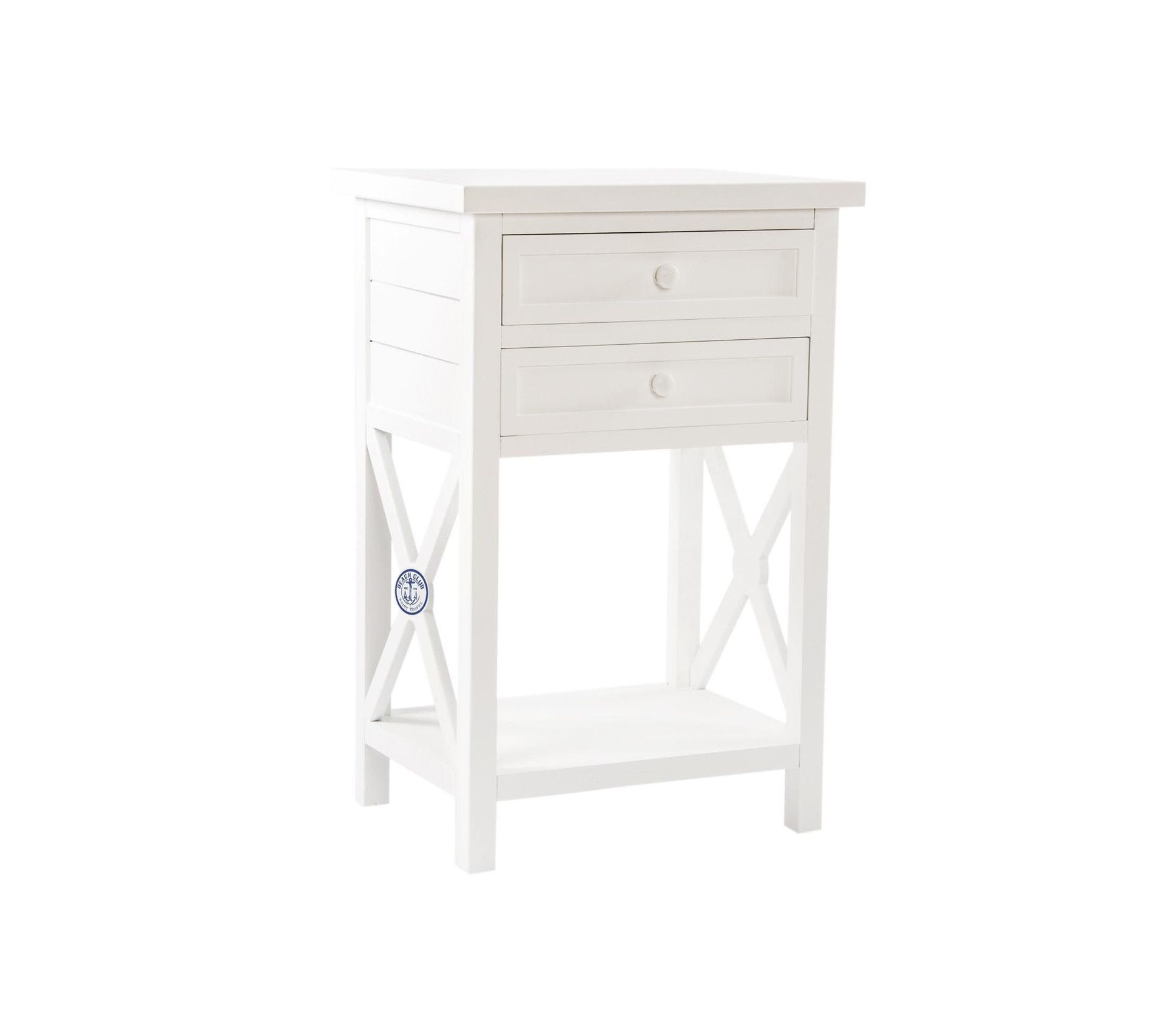 Table De Chevet / Table De Nuit En Bois De Sapin Coloris Blanc L. 51