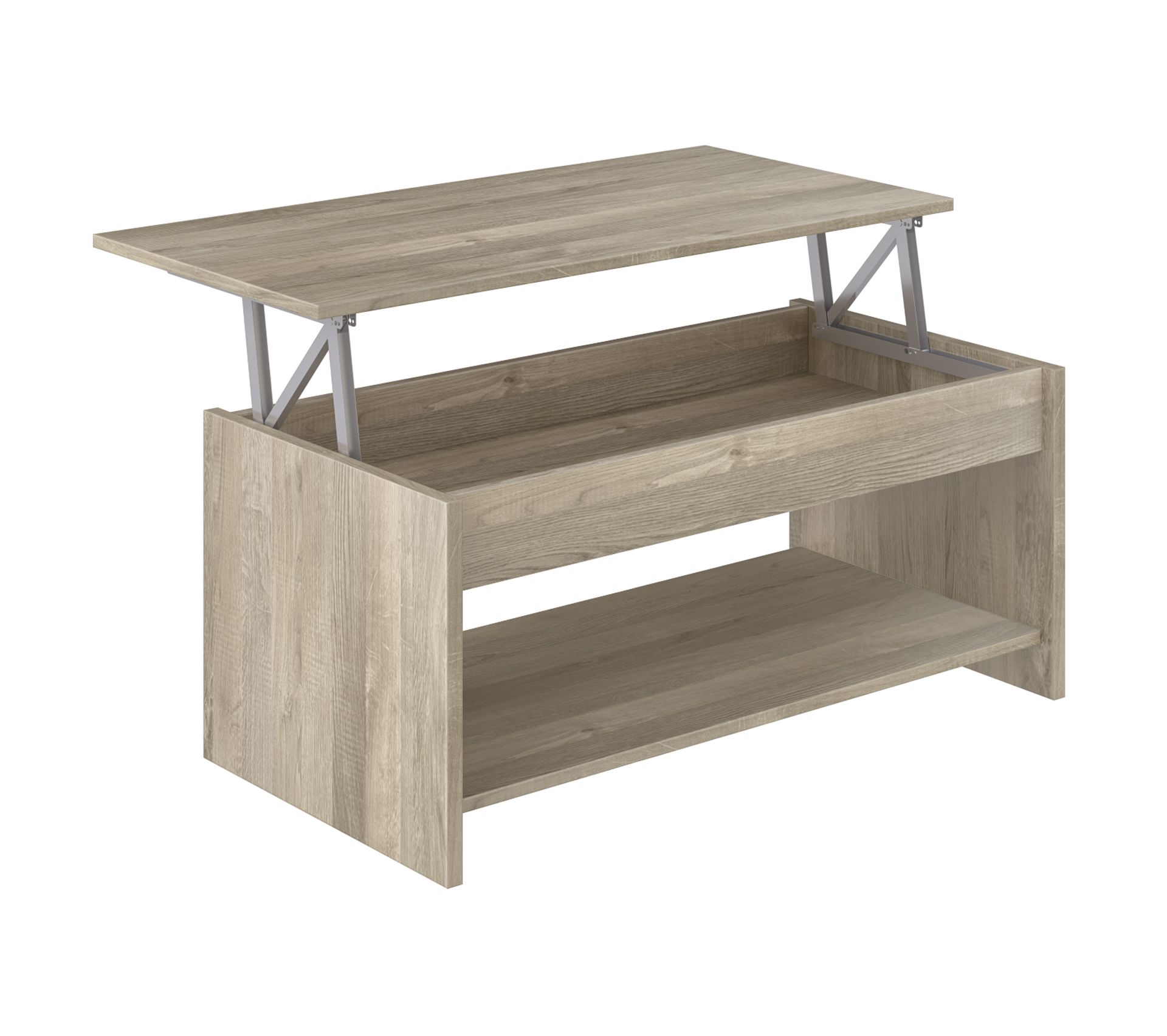 Table Basse Avec Plateau Relevable Coloris Effet Chêne En Mélamine L. 100 X P. 50/72 X H. 40/