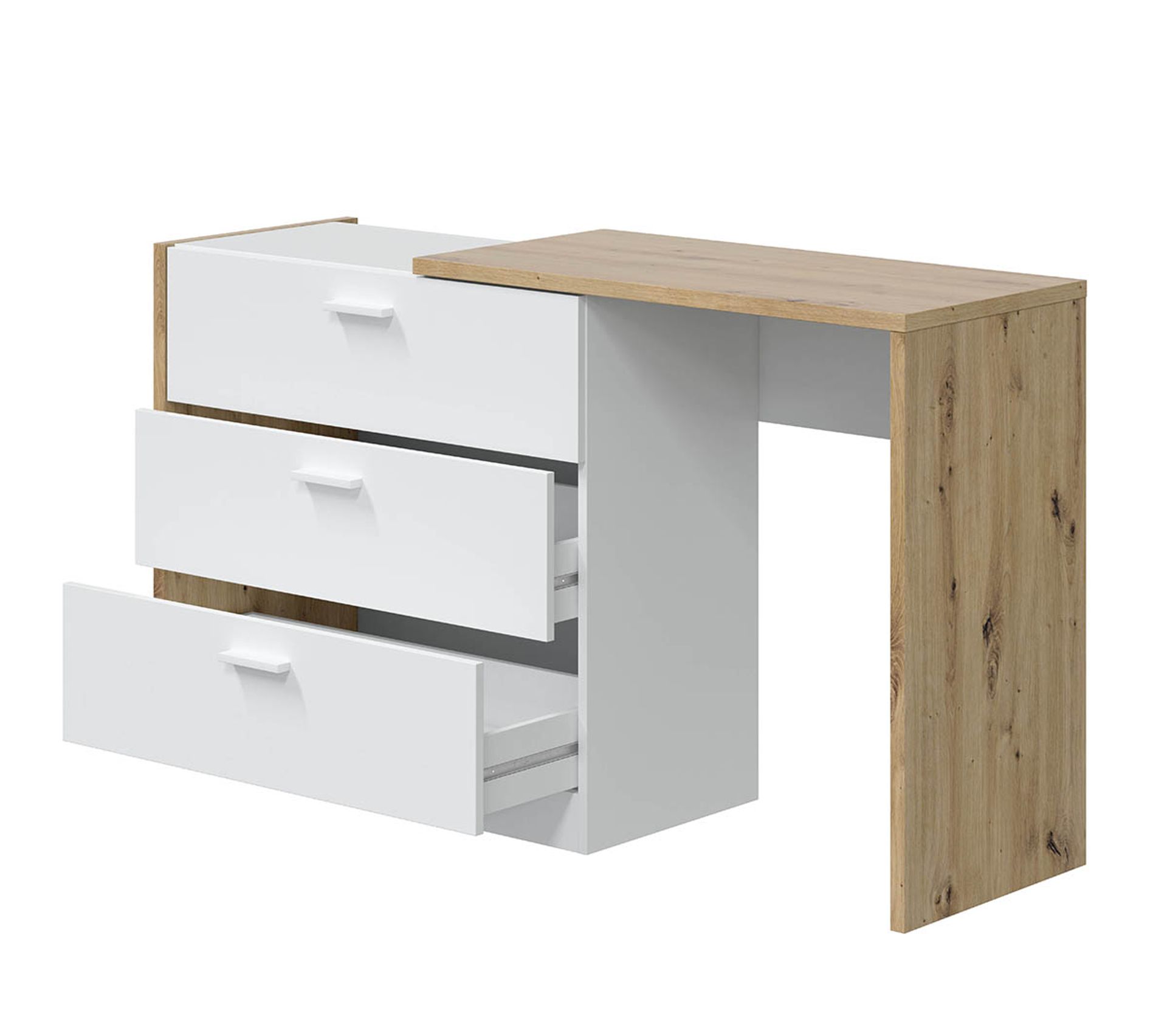 Commode Extensible Meuble De Rangement Bureau En Mélamine Coloris Blanc