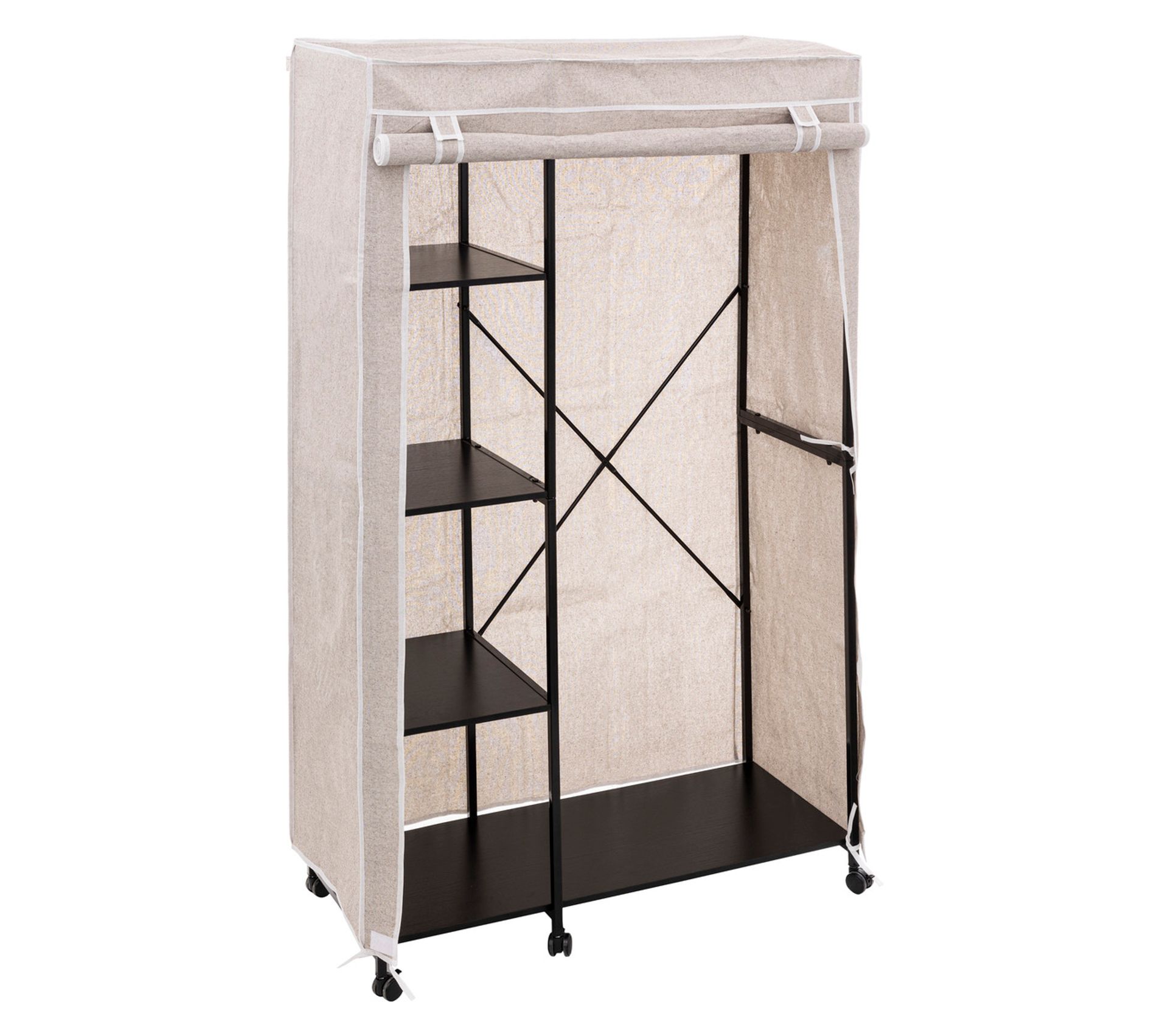 Armoire Penderie À Roulettes En Tissu Coloris Gris Longueur 90,5 X