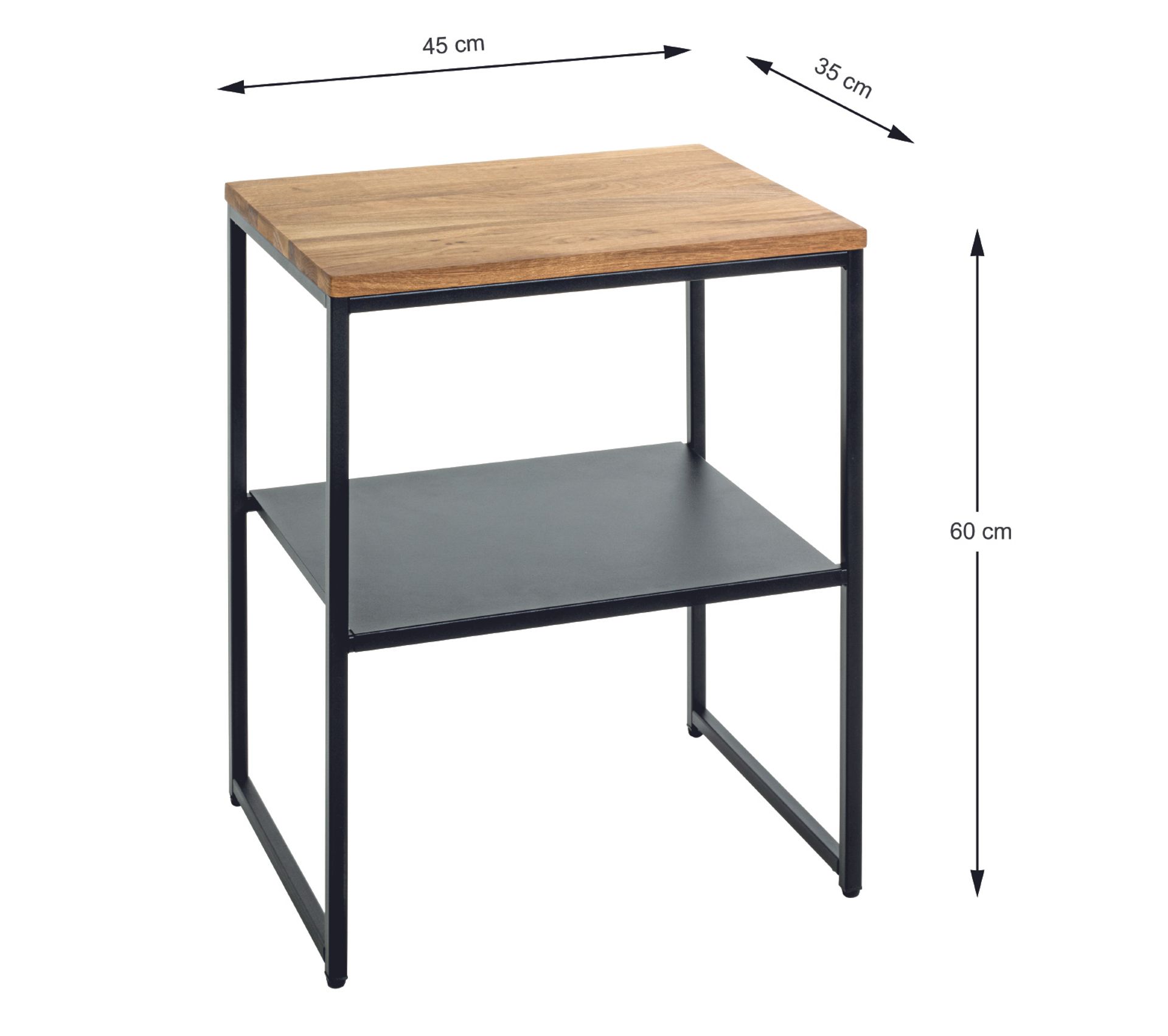Étagère Design Moderne HAKU - Anthracite, Métal - Dimensions 74x28x28 Cm - 3 Plateaux Support 8 Kg Chacun