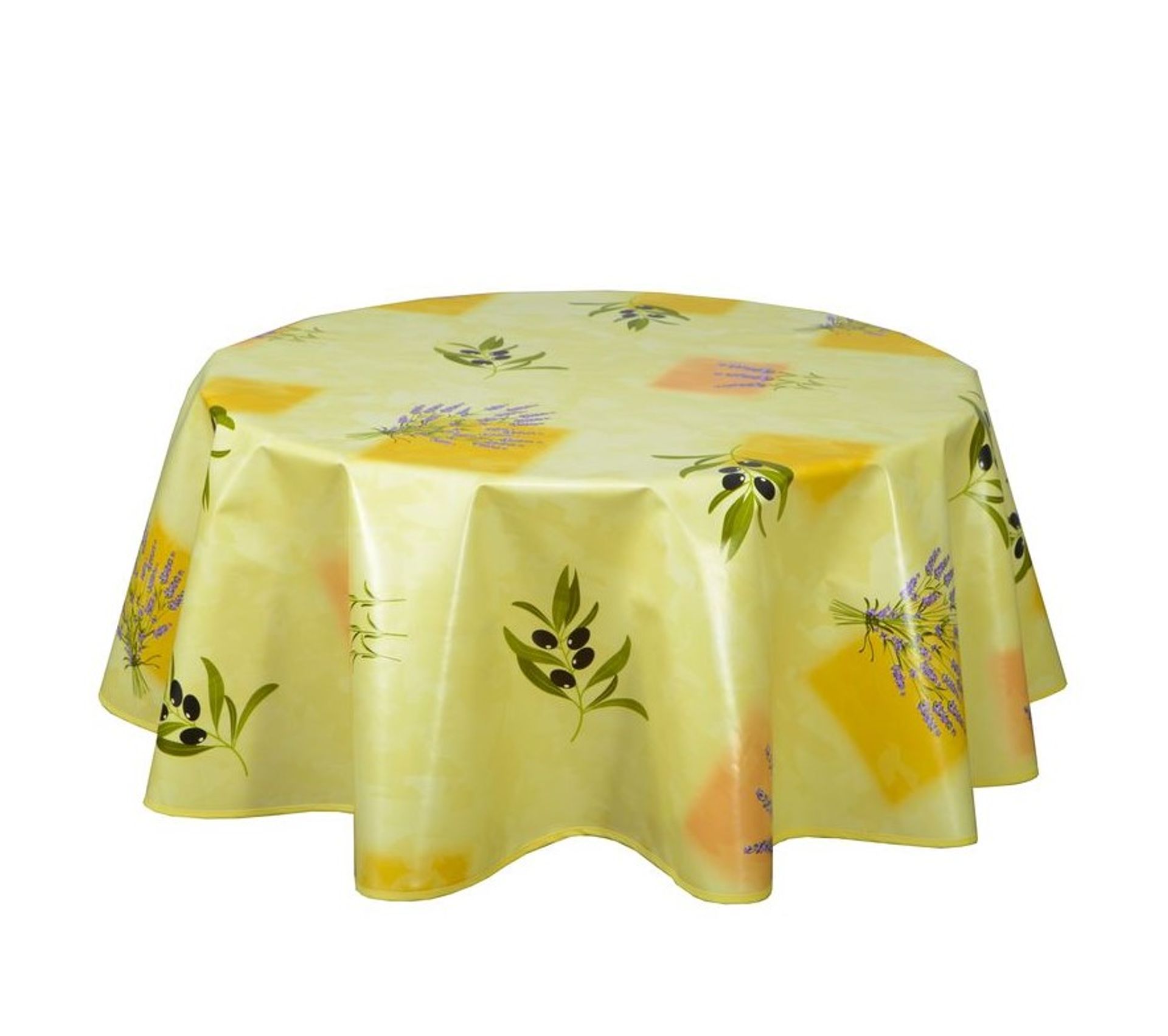 Nappe En Toile Cirée Ronde Provençale Manon Diam. 150 Cm Jaune
