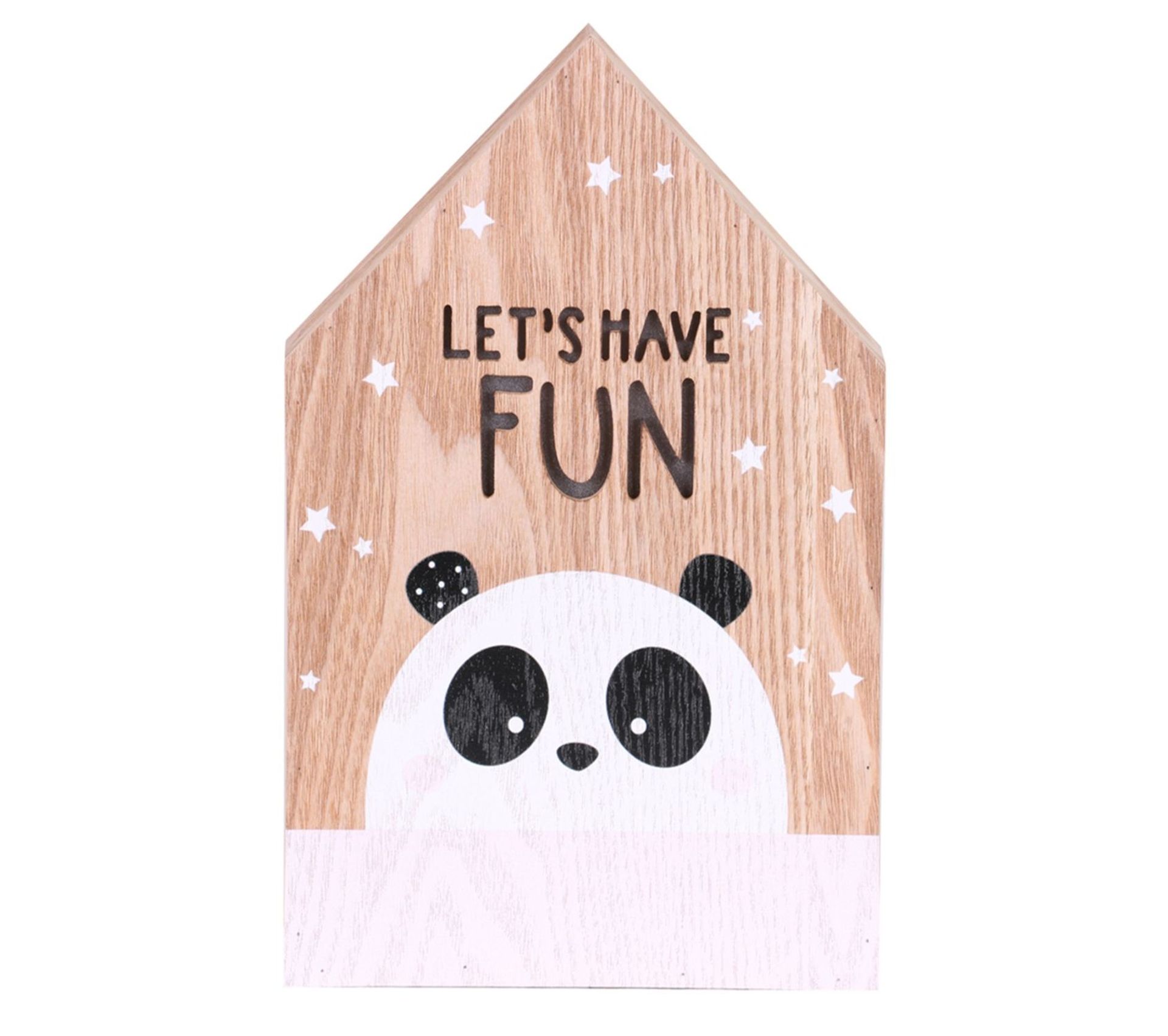 Cadre Deco Lumineux Effet Bois Enfant Tommy Panda Tableau Toile But