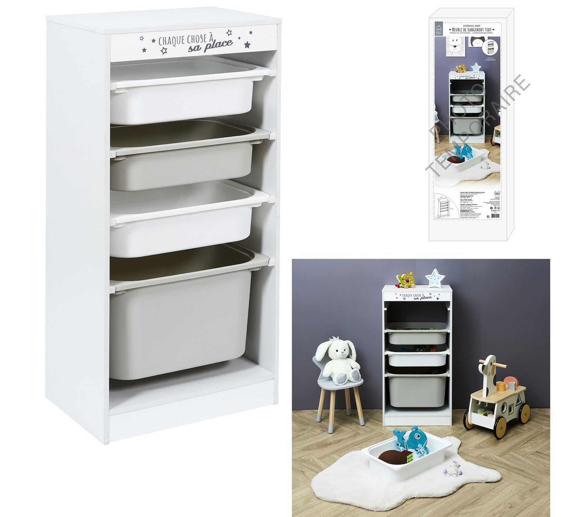 Commode Enfant Relaxdays 6 Tiroirs - Blanc/Rose - Rangement Jouets Et Vêtements - 61,5x68x40,5 Cm