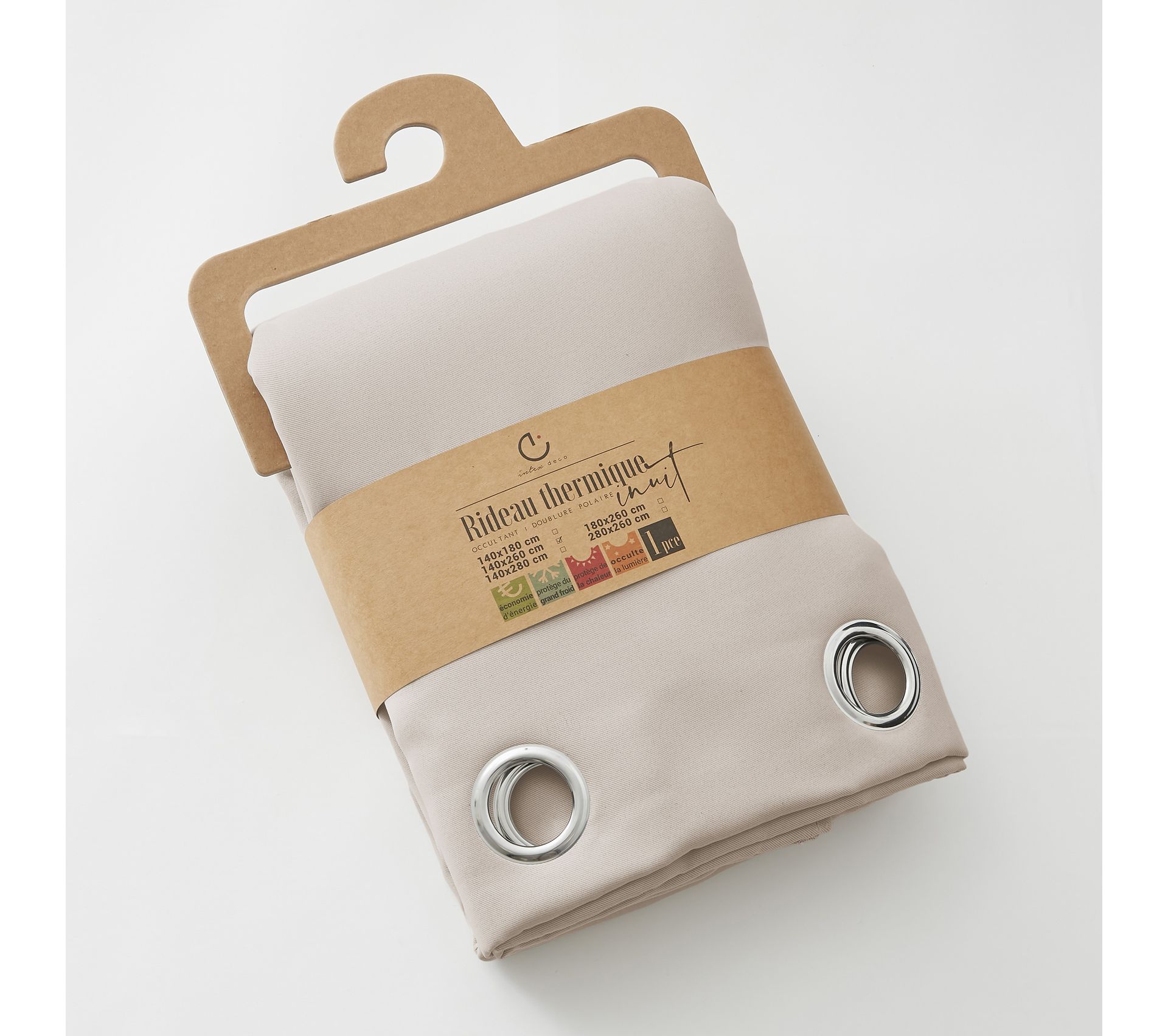 Rideau Occultant Isolant Phonique + Polaire 140 X 280 Cm Inuit Naturel