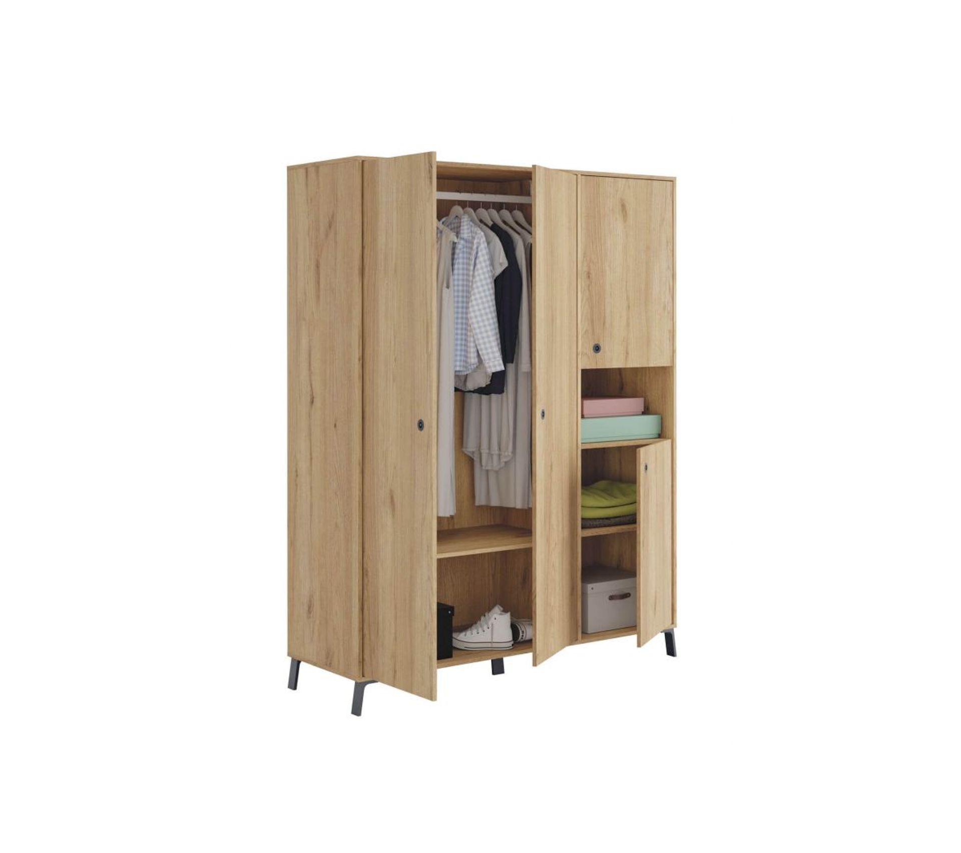 Armoire 4 Portes 150 cm Kamila Chêne Armoire BUT