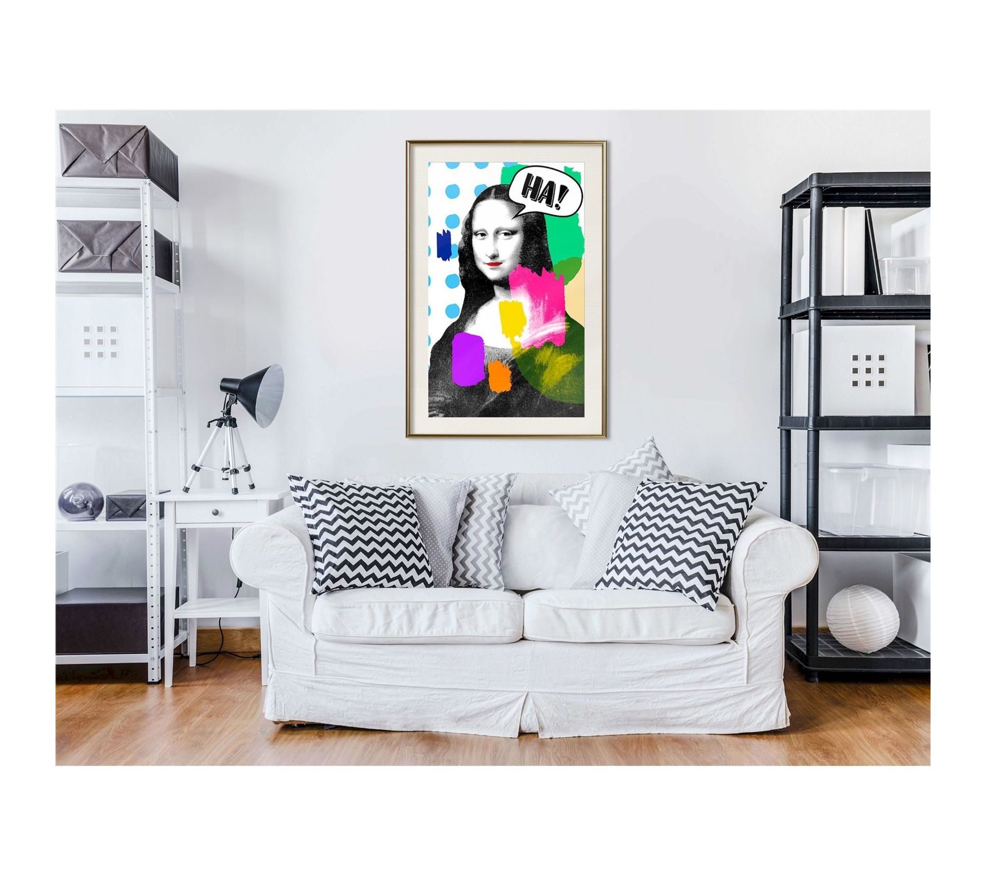 Toile Décorative 60x90 Cm - Mona Lisa Street Graffiti - Déco Murale Moderne Et Drôle Pour Salon, Chambre Ou Bureau
