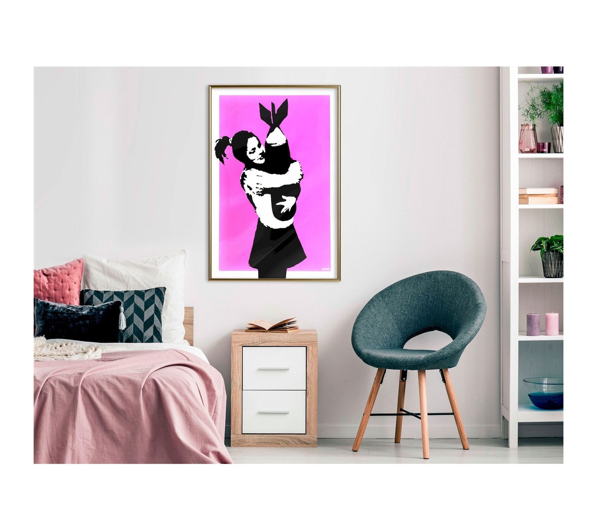 Poster Treechild - Frida With Wreath Of Flowers - 40x60 Cm - Impression Haut De Gamme Couleurs Vives
