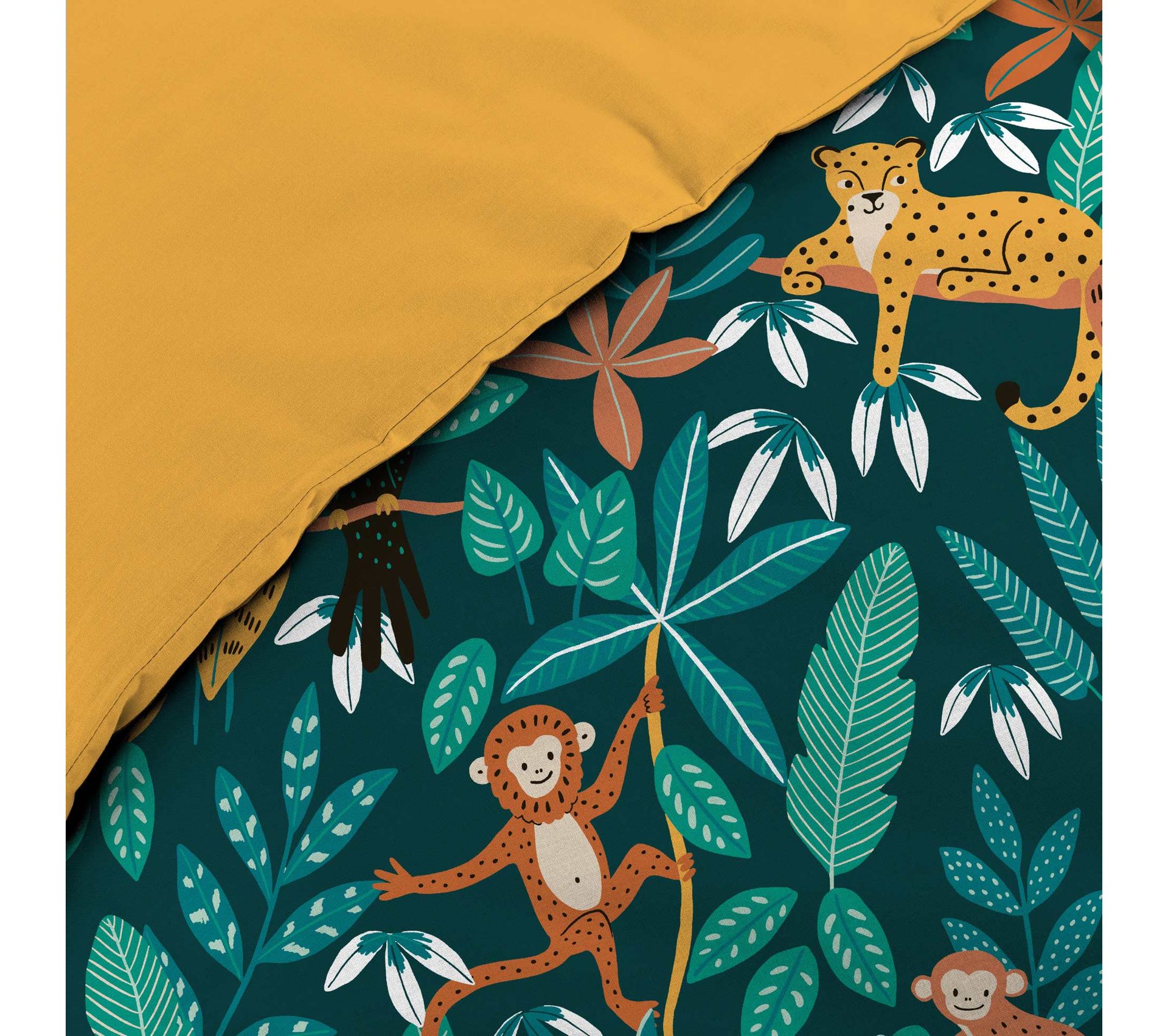 Parure De Lit Safari 90x190 Cm Enfant - Housse De Couette Jungle + Taie 65x65 Cm - Microfibre Douce