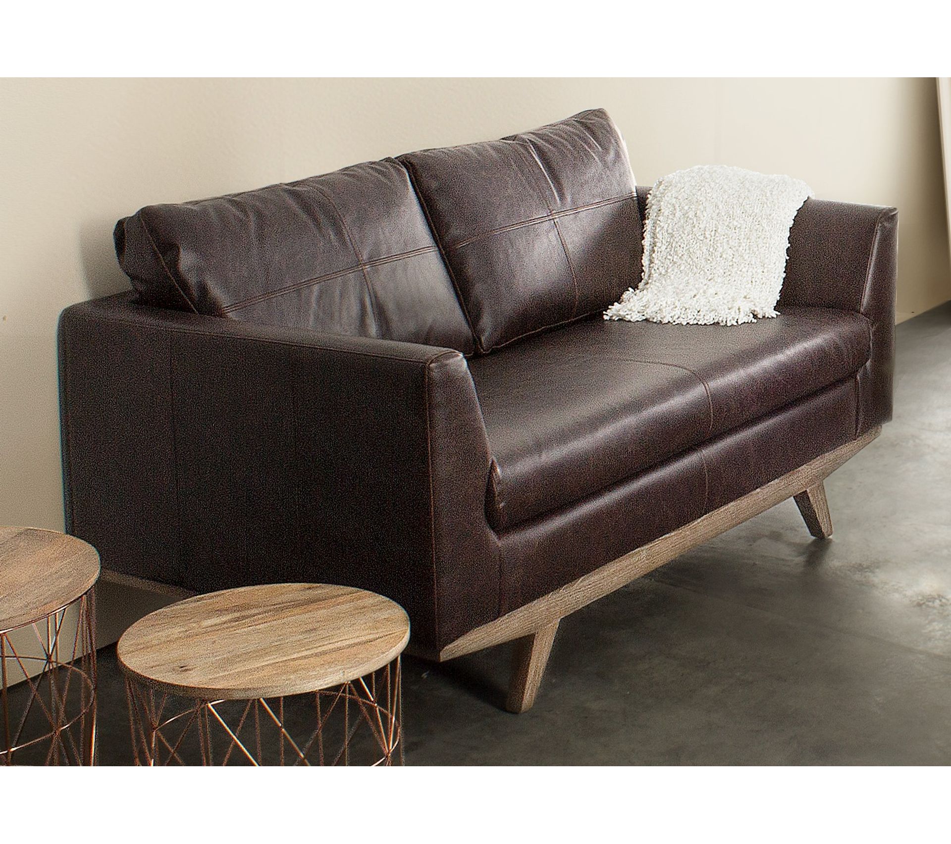 Canapé 2 Places Bois Et Revêtement Simili Cuir Tony Canapé BUT