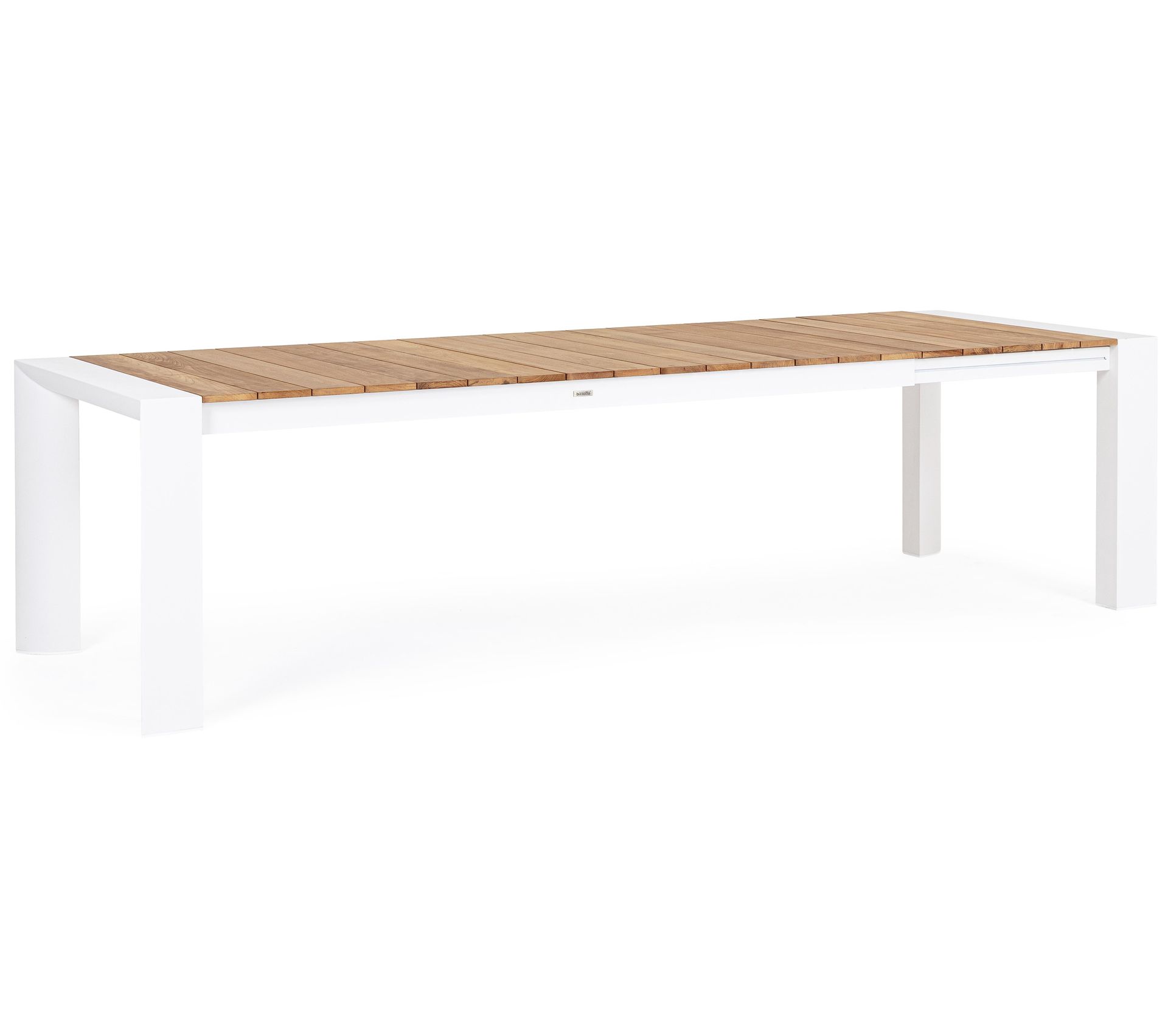 Table Extensible De Jardin Haut De Gamme Bois De Teck Aluminium Blanc