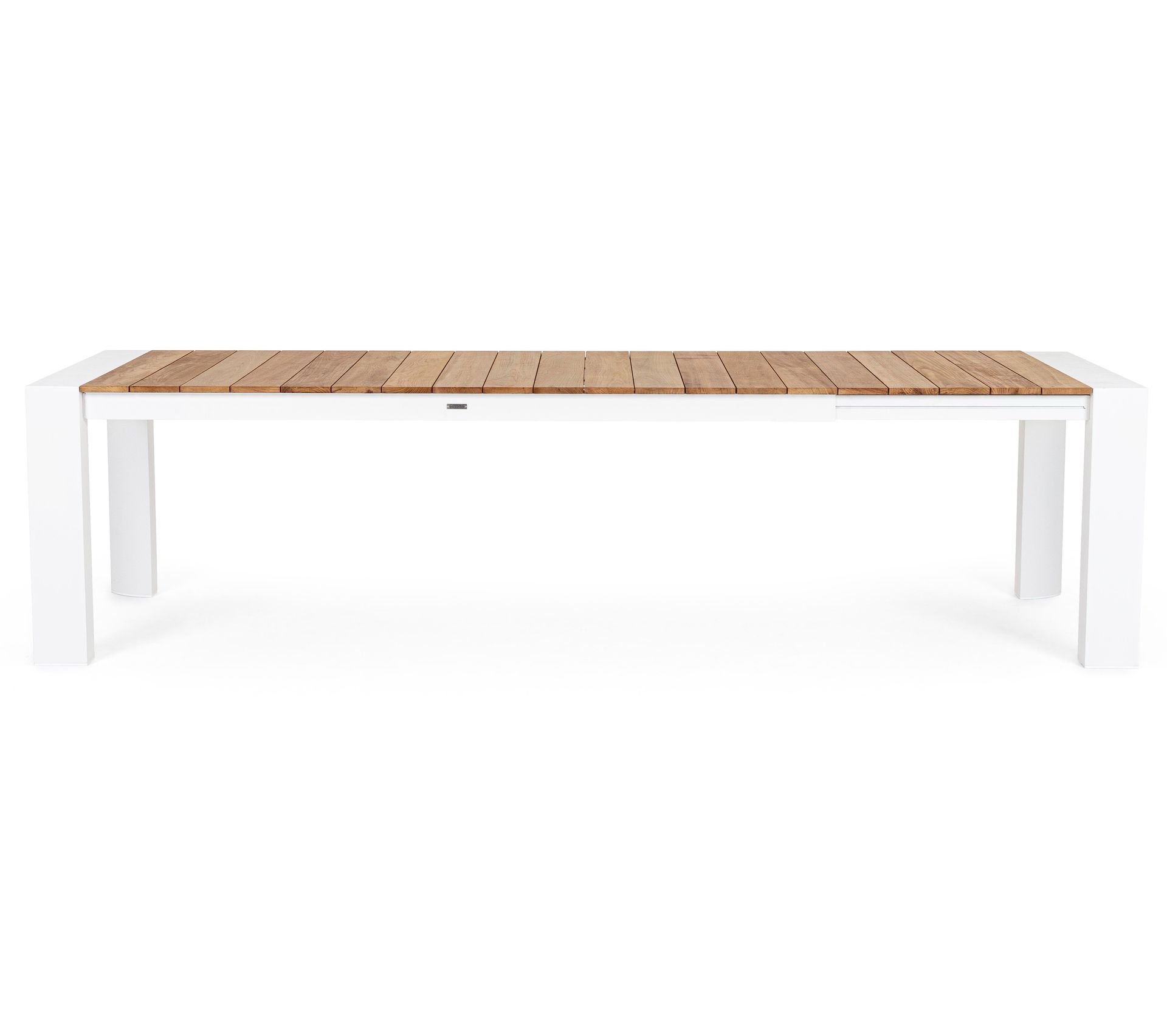 Table Extensible De Jardin Haut De Gamme Bois De Teck Aluminium Blanc