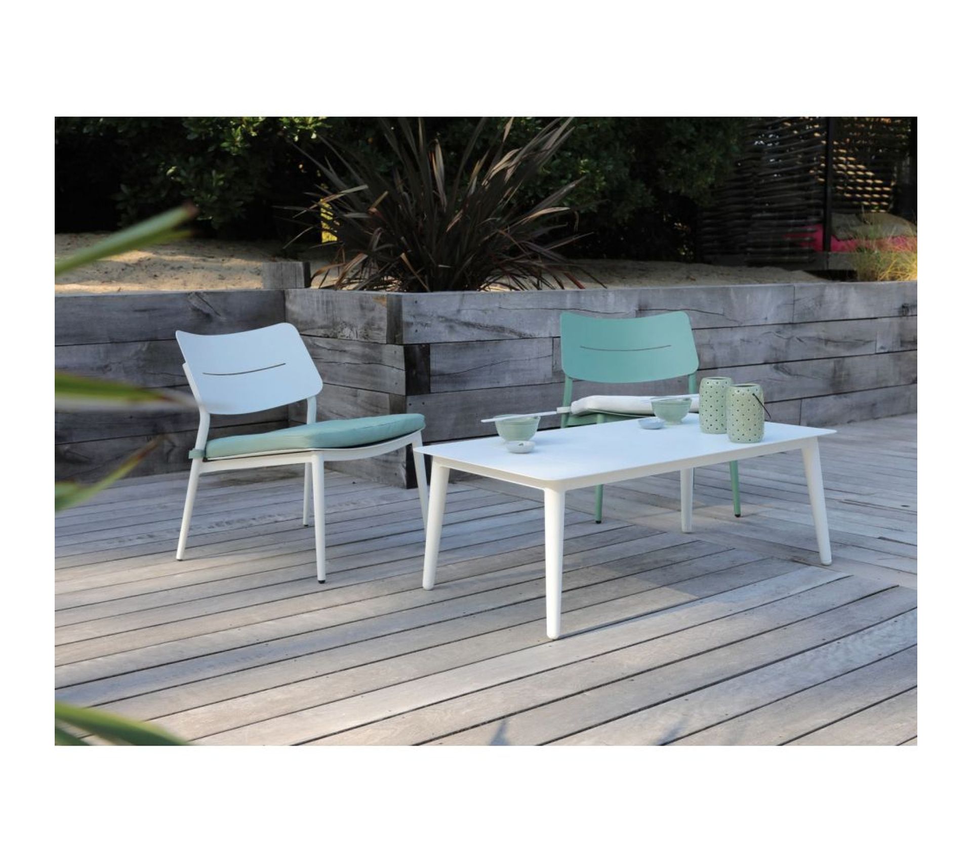 Chaise Lounge Jardin En Aluminium Chic (lot De 2) Amande Chaise