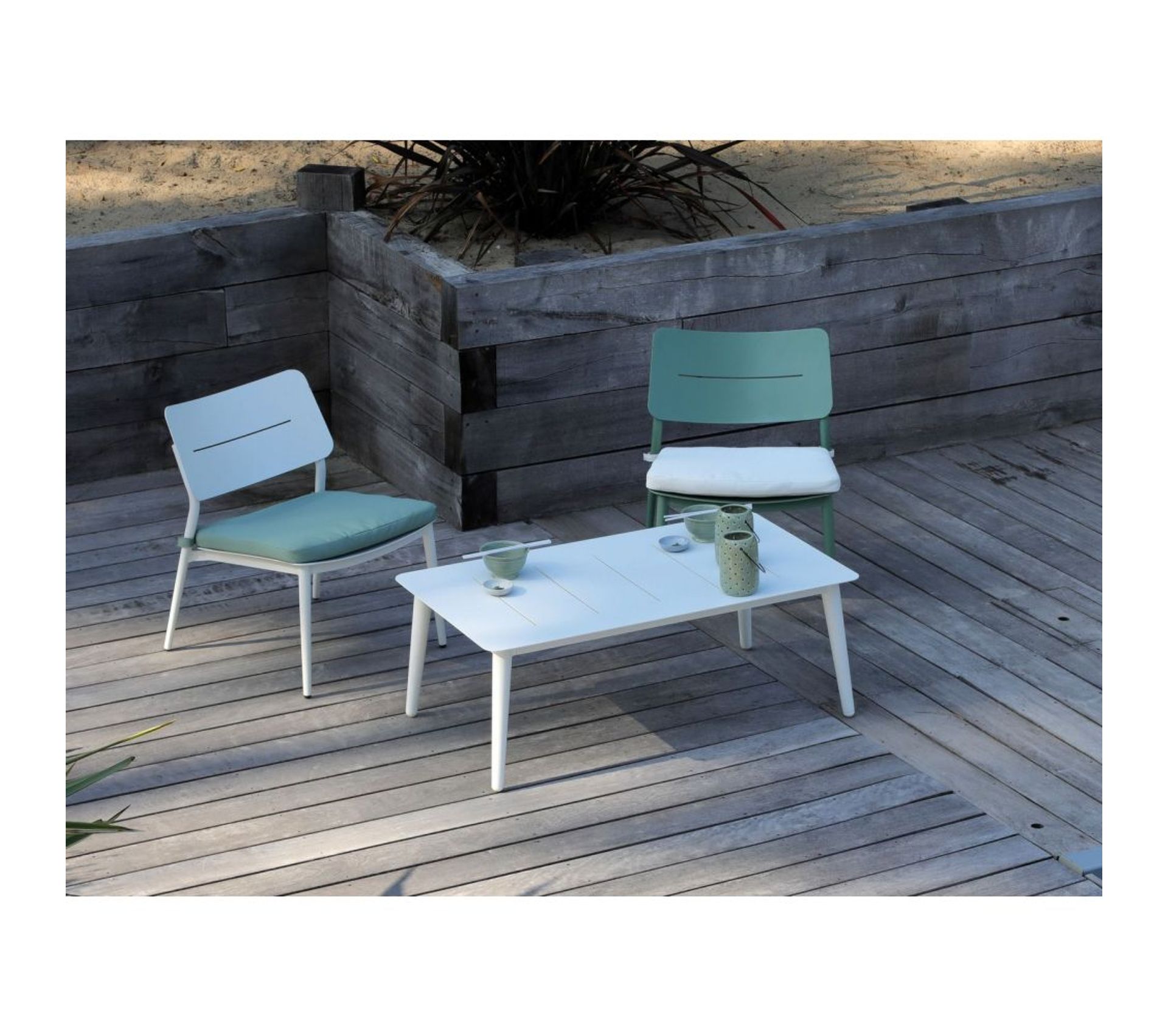 Chaise Lounge Jardin En Aluminium Chic (lot De 2) Amande Chaise