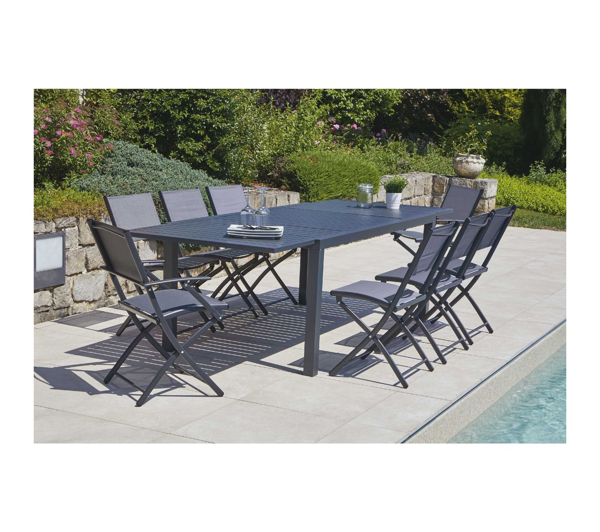Table De Jardin Extensible Design Biarritz 10 Personnes Gris
