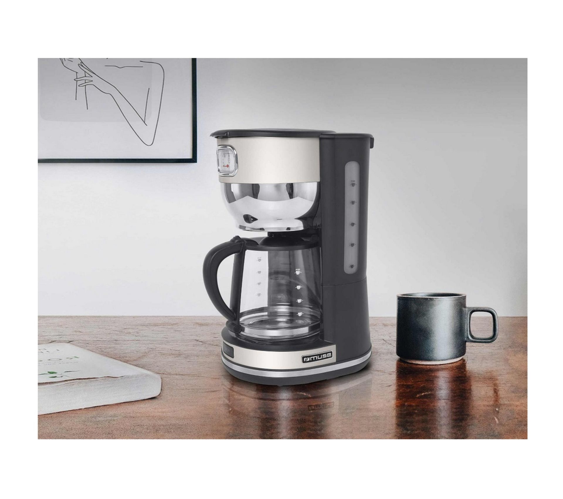 Cafetière Filtre BMI Muse MS-220 DG – 1000W, Réservoir 1,4 L (10 Tasses) – Cadran Rétro, Maintien Chaleur 40 Min – Arrêt Automatique
