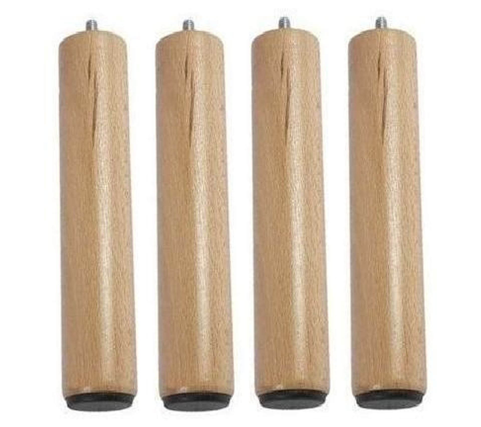4 Pieds De Lit Cylindriques En Hêtre - Blanc - Hauteur 25cm - Filetage 8mm