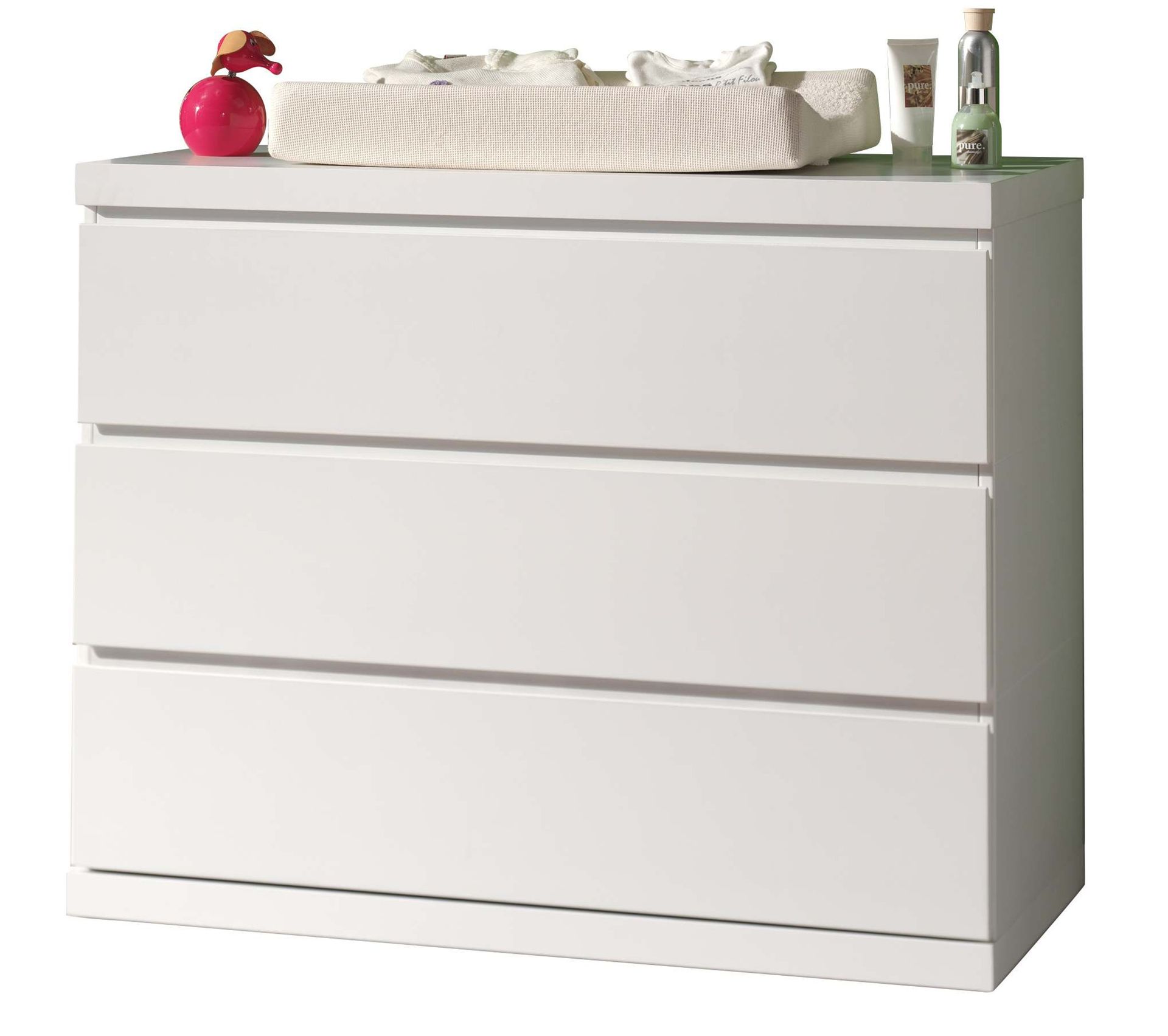 Commode 3 Tiroirs Blanc Laqué Co2007 Commode Chiffonnier BUT