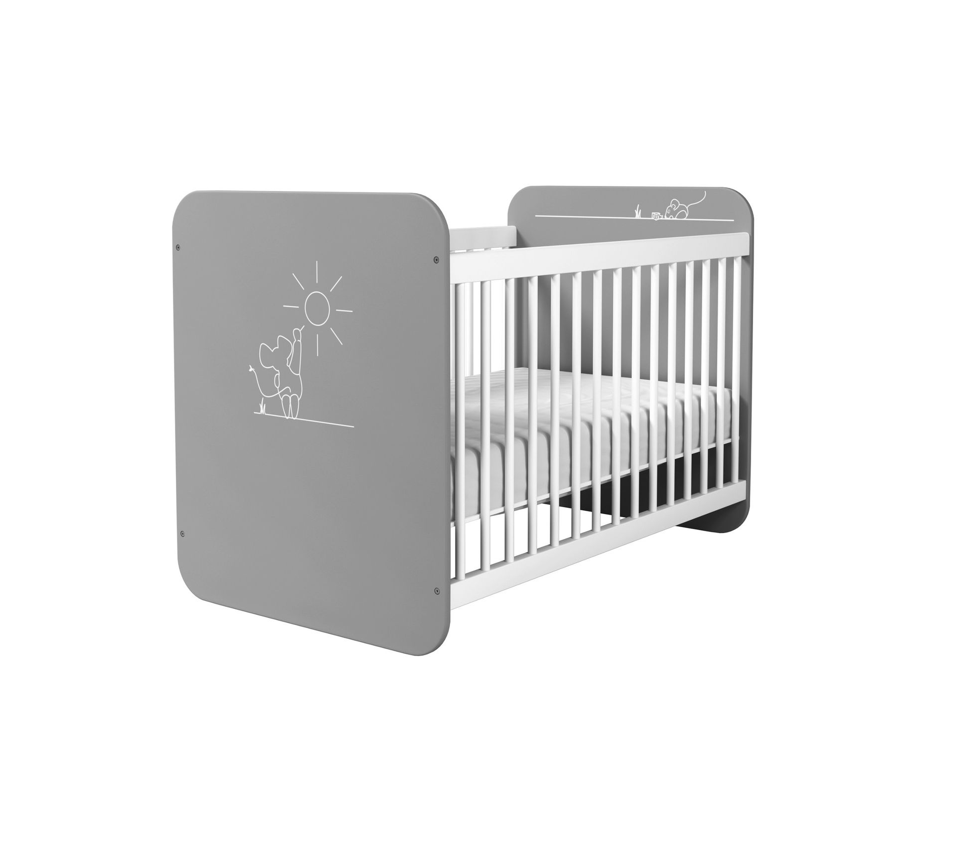 Lit Bebe Gris Souriceau 60x1 Lit Bebe But