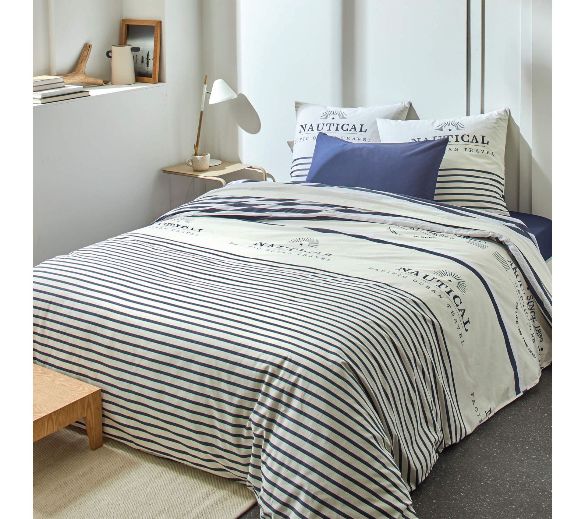 Parure De Lit Nautical Bleu 240x220 - Housse de couette - Parure de lit BUT