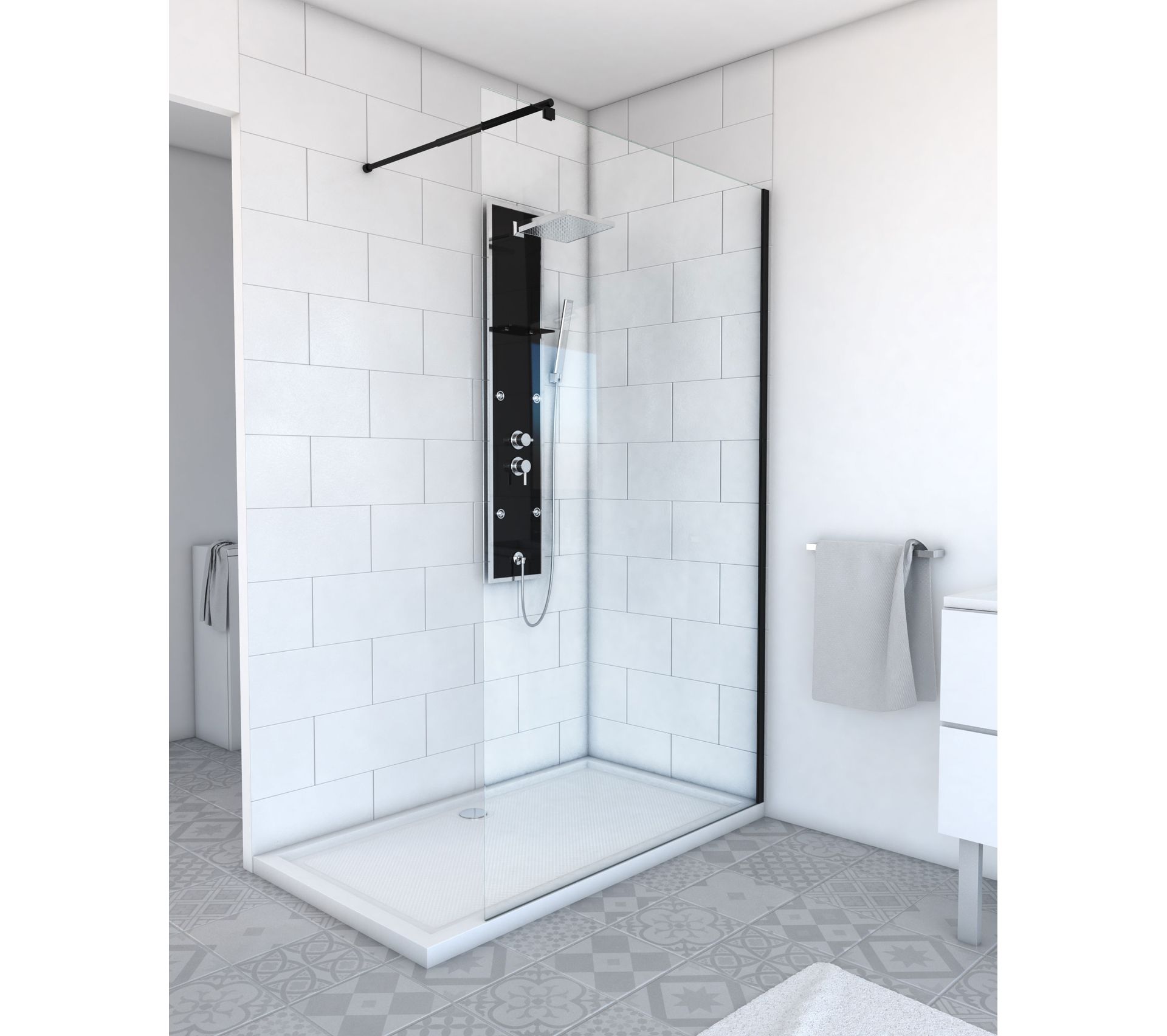 Paroi De Douche 120x200 cm Verre Trempé Transparent 8mm Profilé