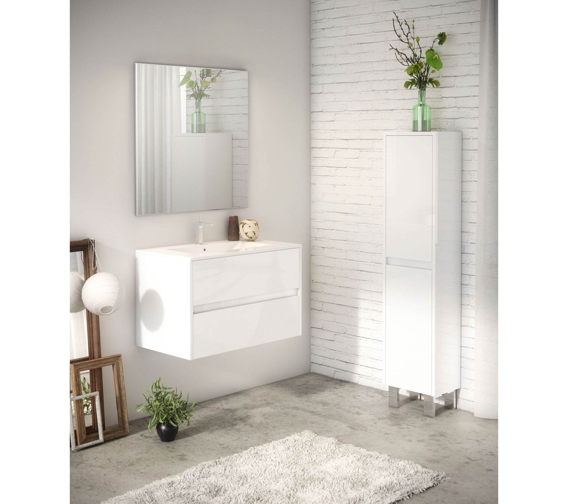 meuble suspendu wc blanc
