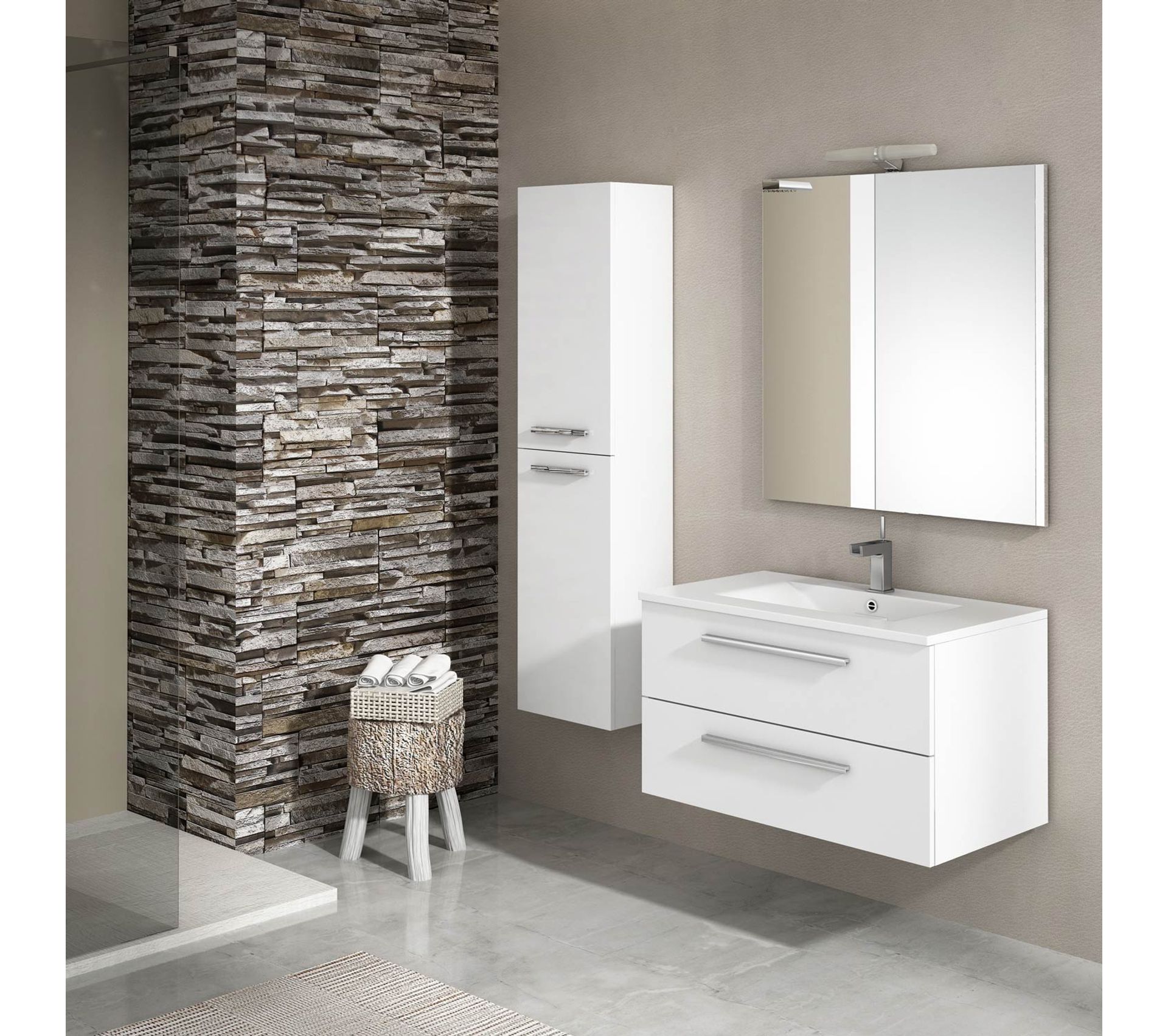 Meuble De Salle De Bain Suspendu Cordoba 80 Cm Blanc Brillant Meuble sous vasque BUT