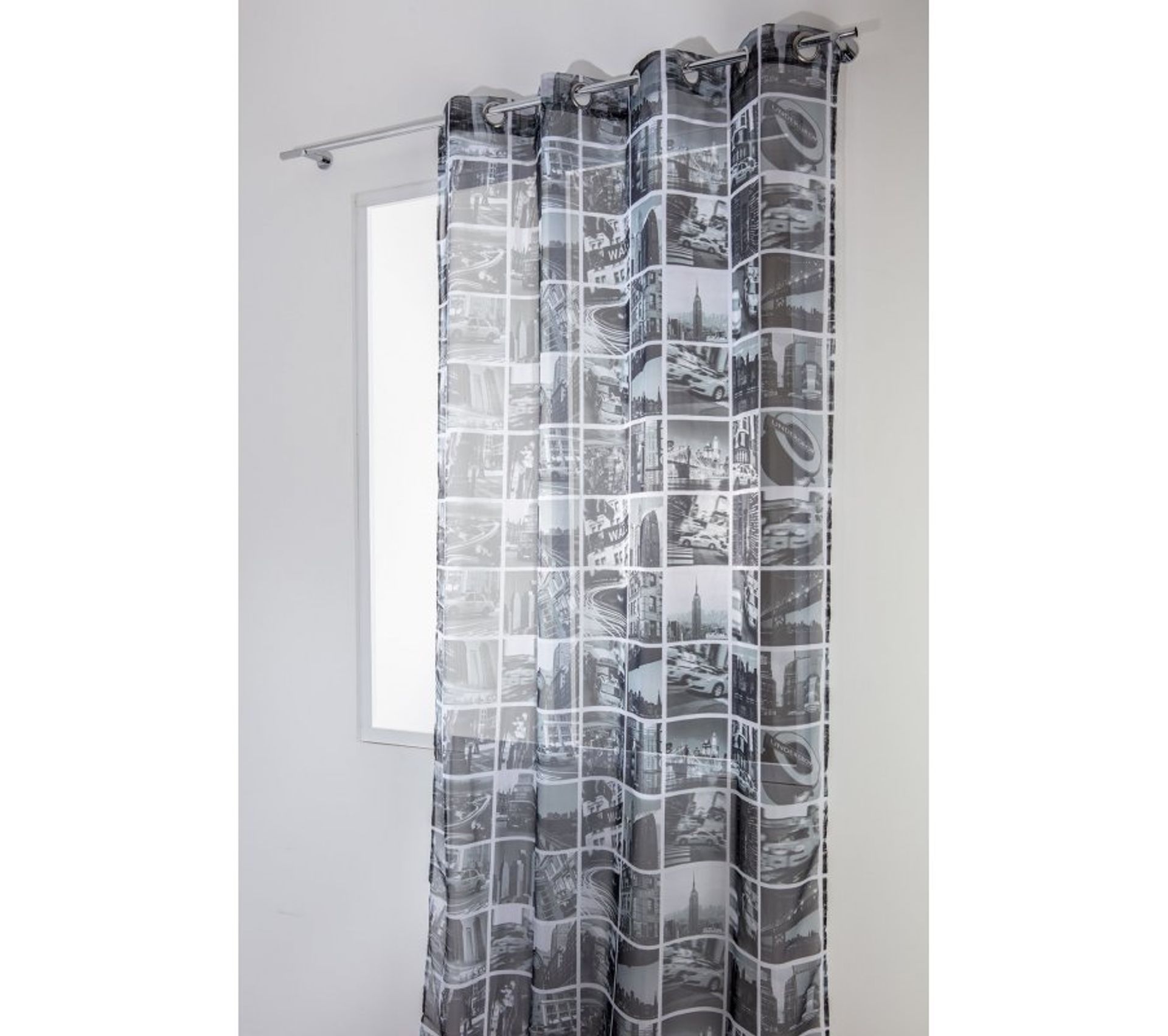 Voilage 140 X 280 Cm Grande Hauteur Imprimé Ville De New York Noir Blanc Voilage BUT