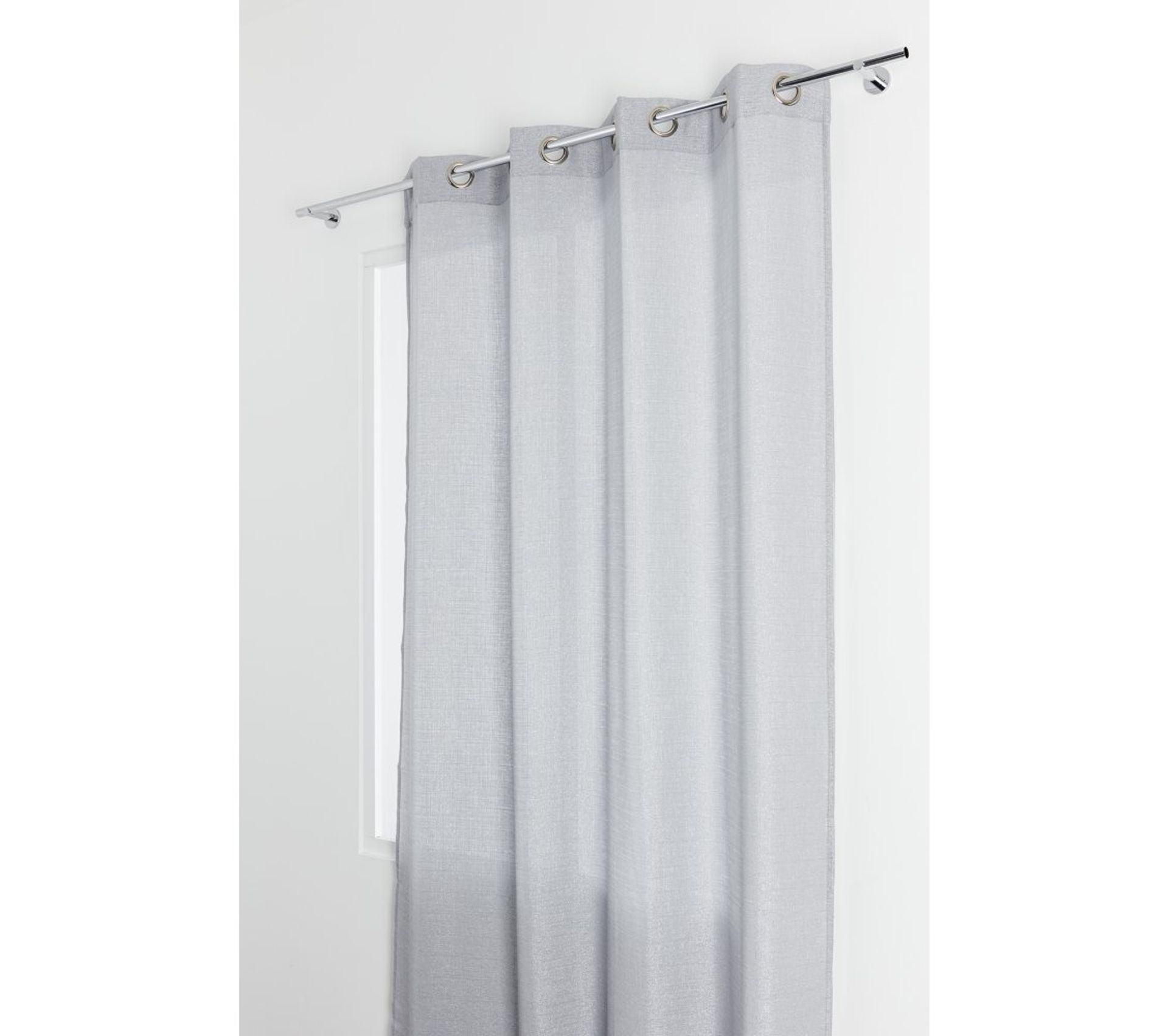 Rideau Tamisant à Oeillets 140 X 260 Cm Fil Lurex Argenté Uni Gris
