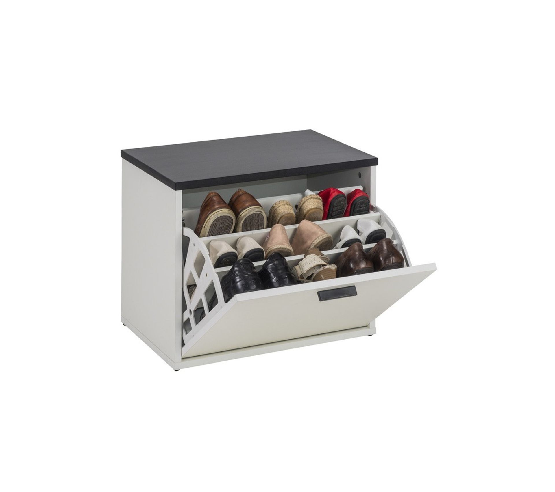 Meuble À Chaussures 1 Abattant Blanc/noir Pratiq Meuble à