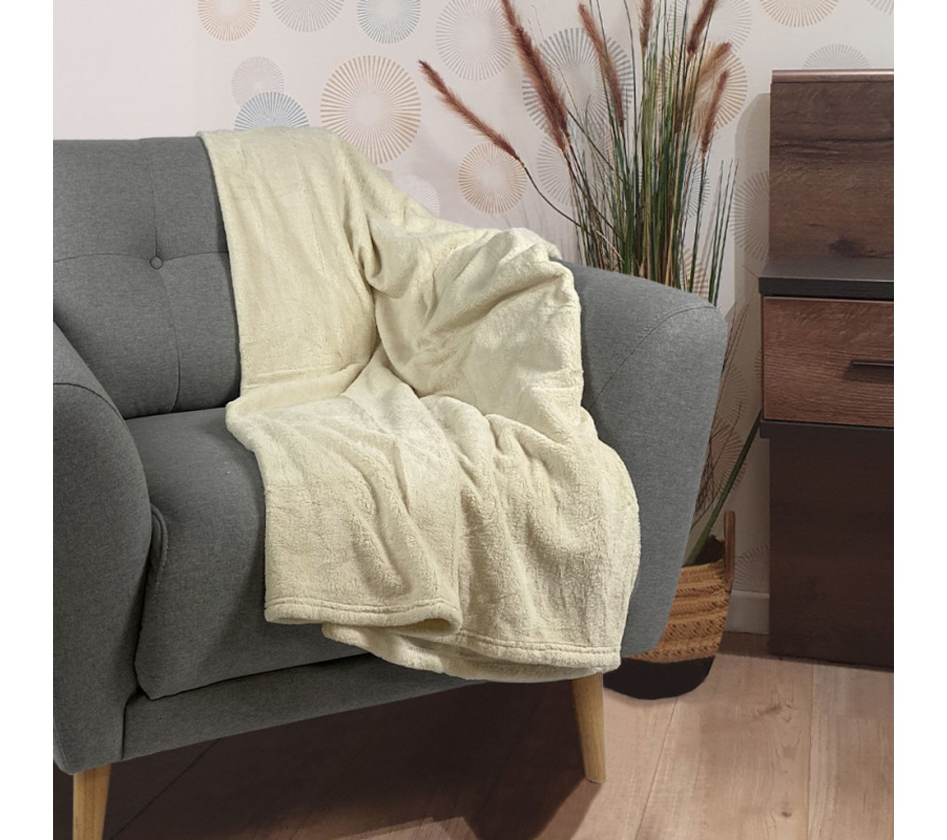 Lot De 2 Plaids Beiges 130 X 170 Cm Texture Polaire Lichen 6491