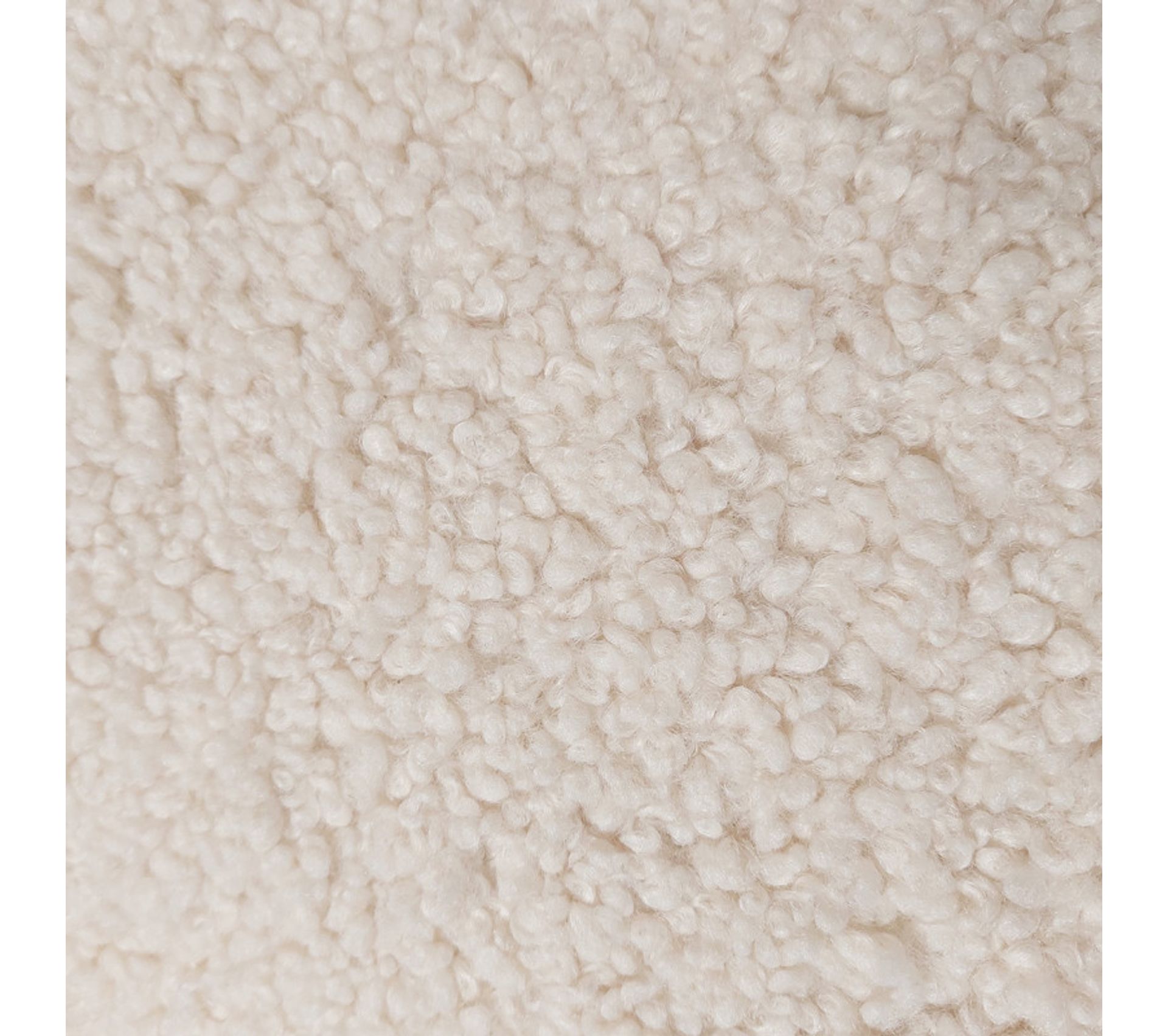 Meubletmoi Pouf Ovale In Tessuto Riccio – Bianco Sporco, Imitazione Lana Di Pecora – Con Gambe In Legno – Shaun