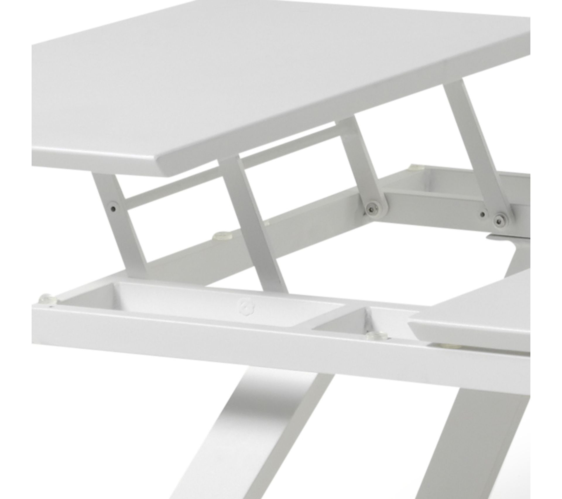 Table Basse Alu Blanc 3 Plateaux Relevables Kiona Table de jardin BUT