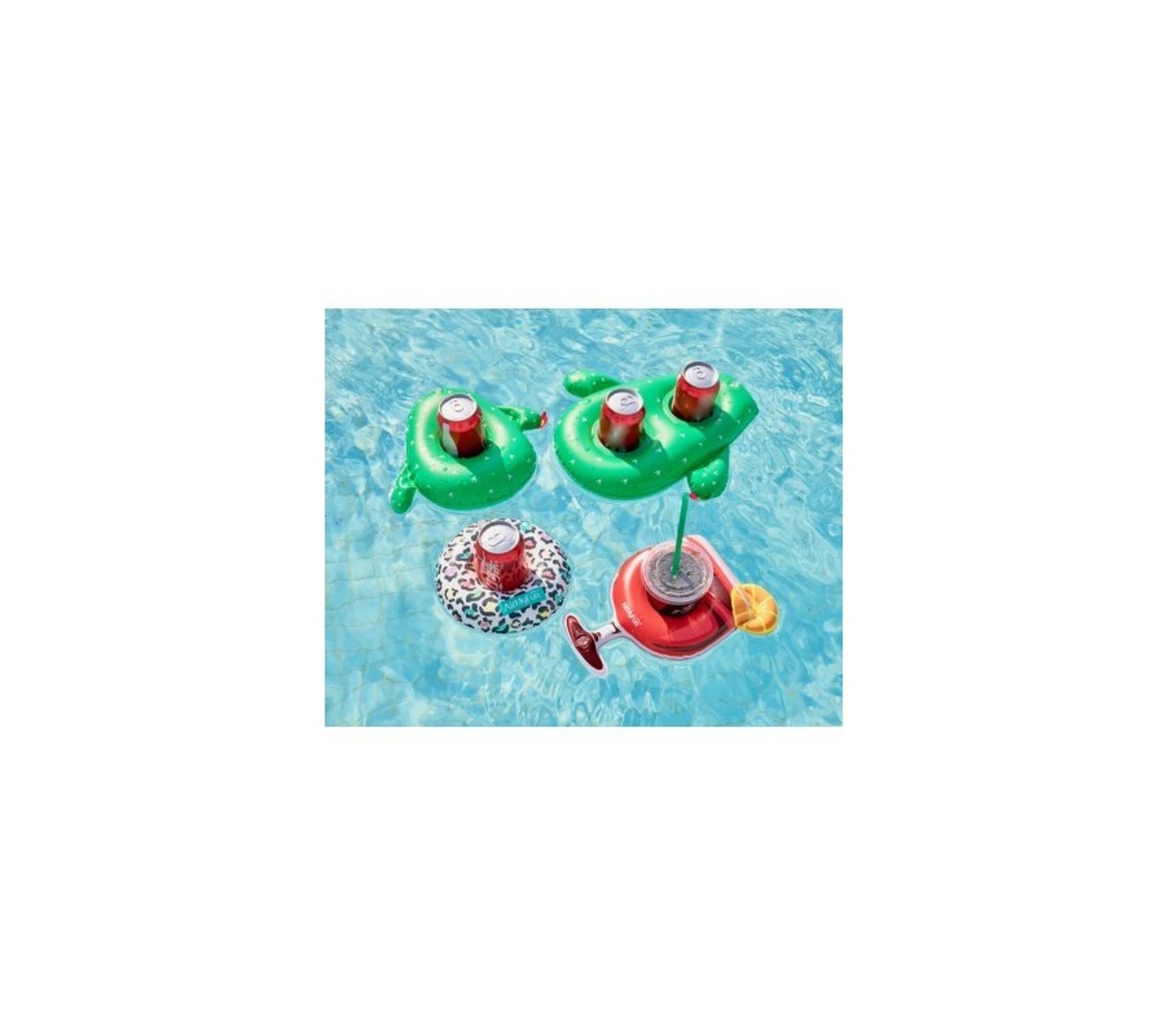 Lot De 6 Porte-boissons Gonflables Pour Piscine - Motifs Sirène, Coquillage, Vague - PVC - Pour Fêtes Et Plage - 2
