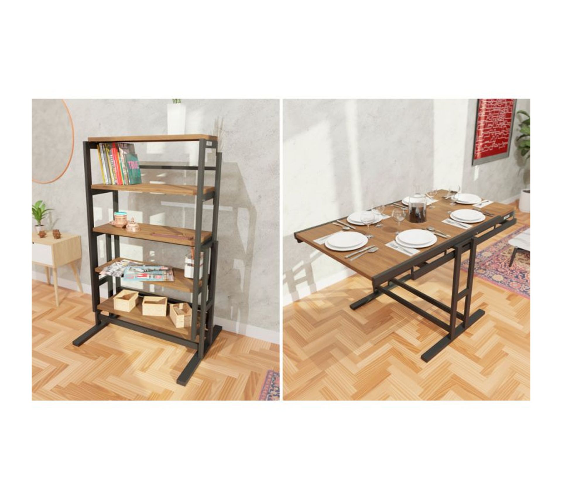Etagère Table Convertible H125 Marron 125 X 78 X 62