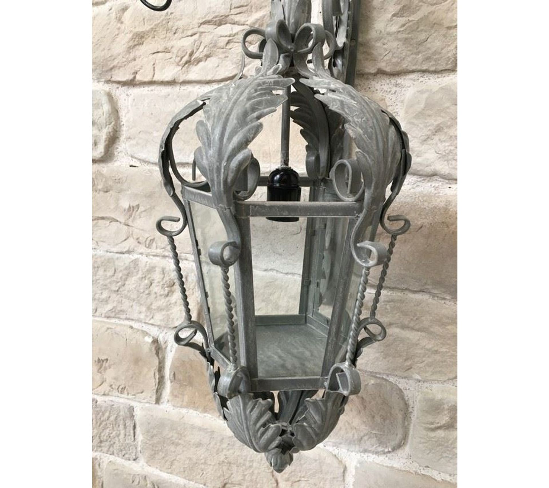 Style Ancienne Grande Lanterne Electrique Murale Fer D