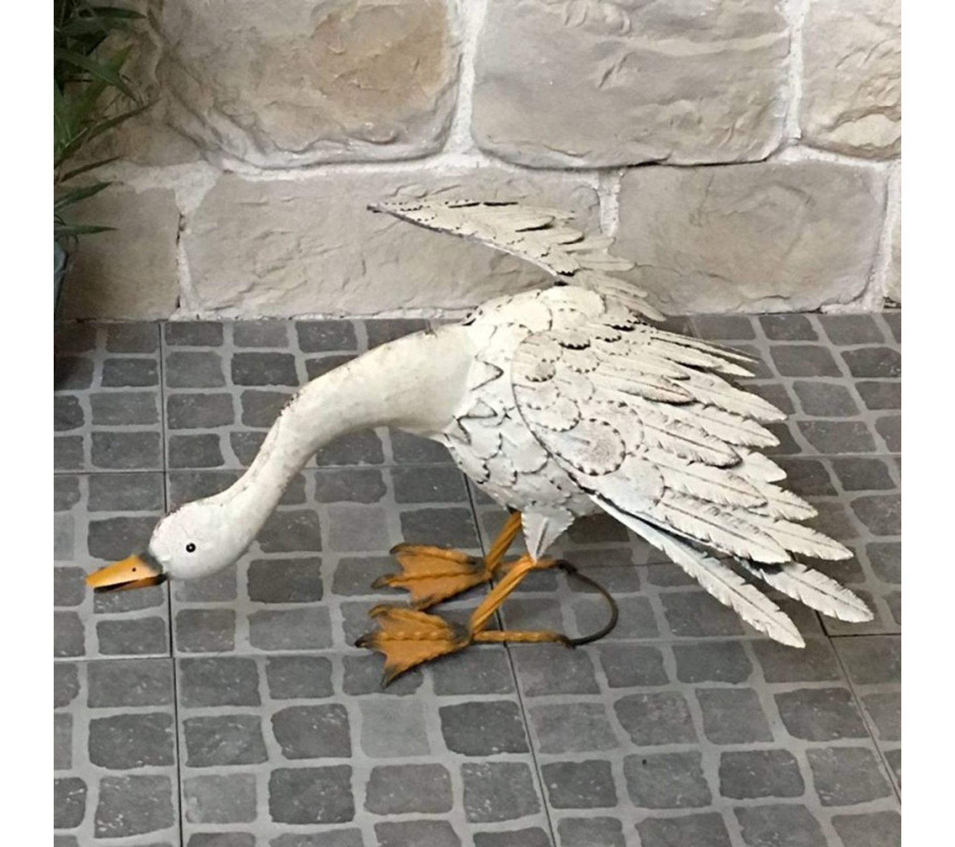 Statue Sculpture Oie En Fer Oiseau Oiseaux De Jardin 75 Cm Objet de