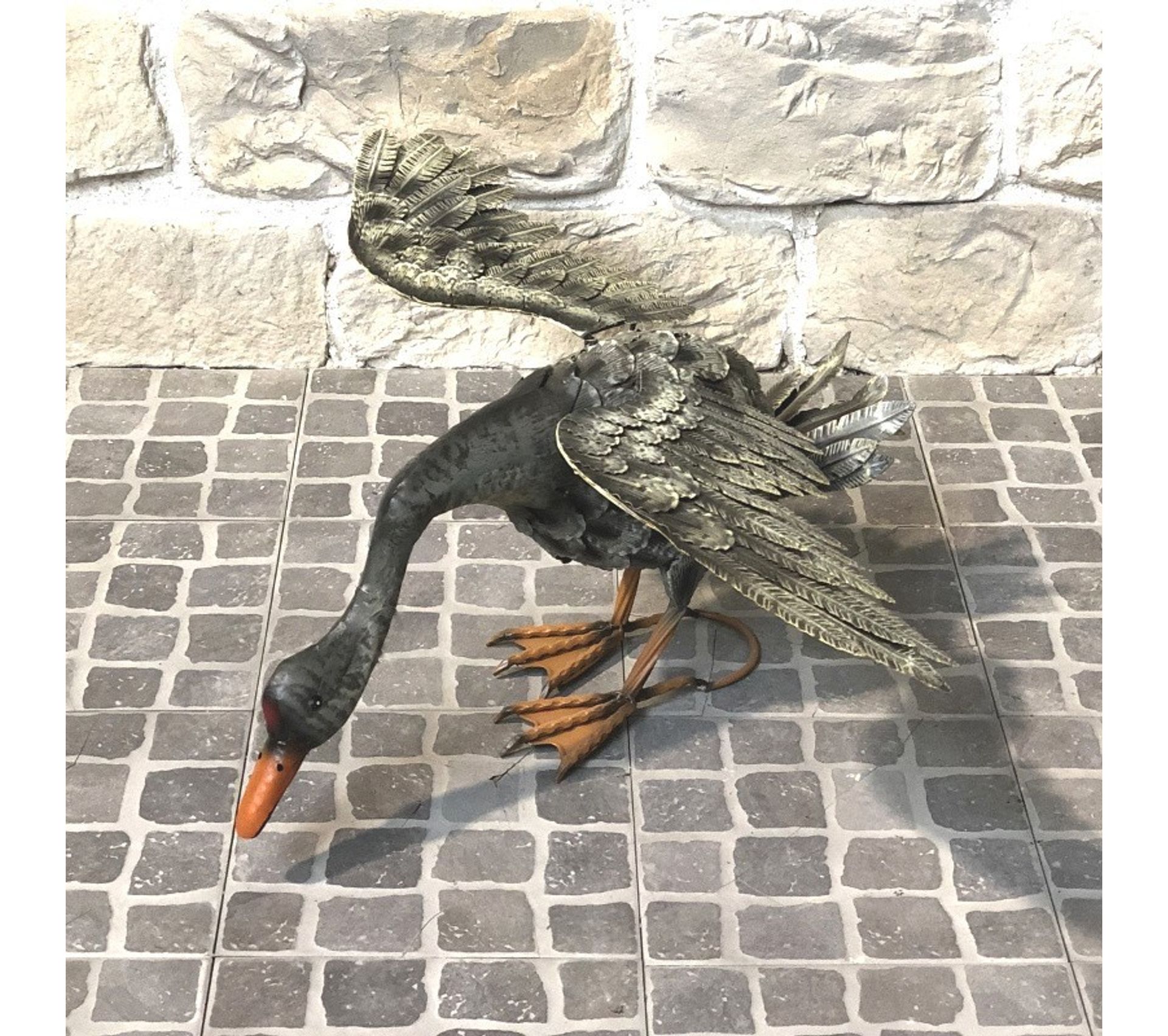 Statue Sculpture Cygne En Fer Oiseau Oiseaux De Jardin 84 Cm Objet de