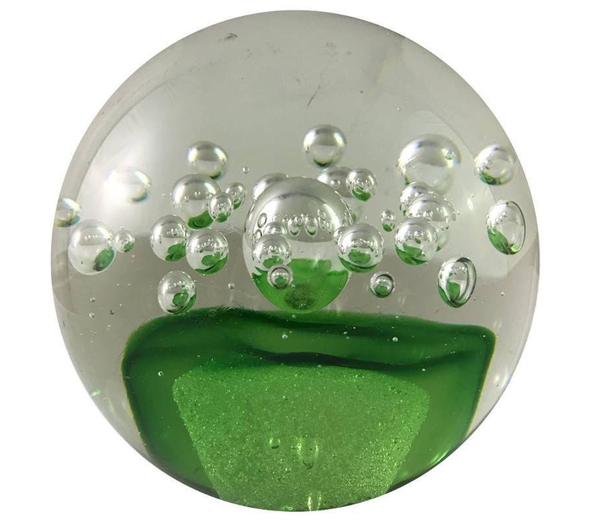 Bulle D Air Sous Verre Trempé Presse-papier Sulfure Vert En Verre Bulle D'air Forme Ronde Ø 10 Cm