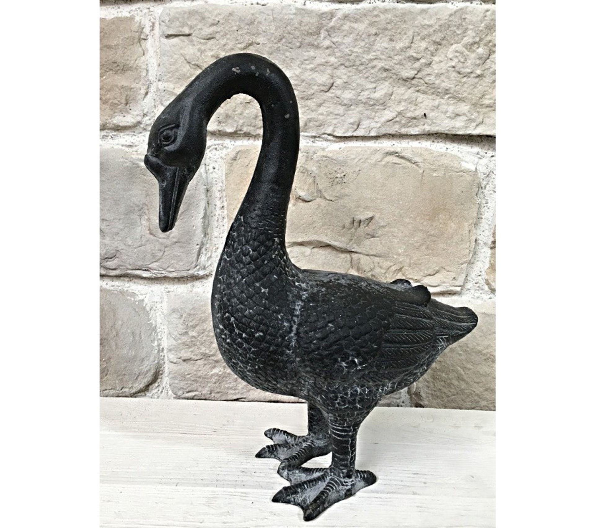 Grande Sculpture Statue Jar Oie Oiseau En Fonte De Jardin Objet de