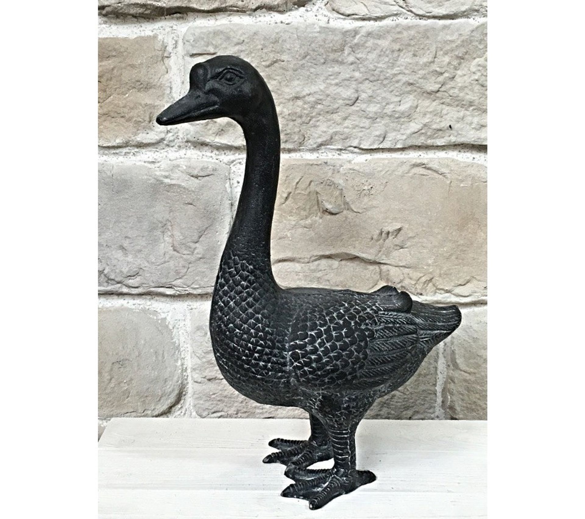 Grande Sculpture Statue Jar Oie Oiseau En Fonte De Jardin Objet de