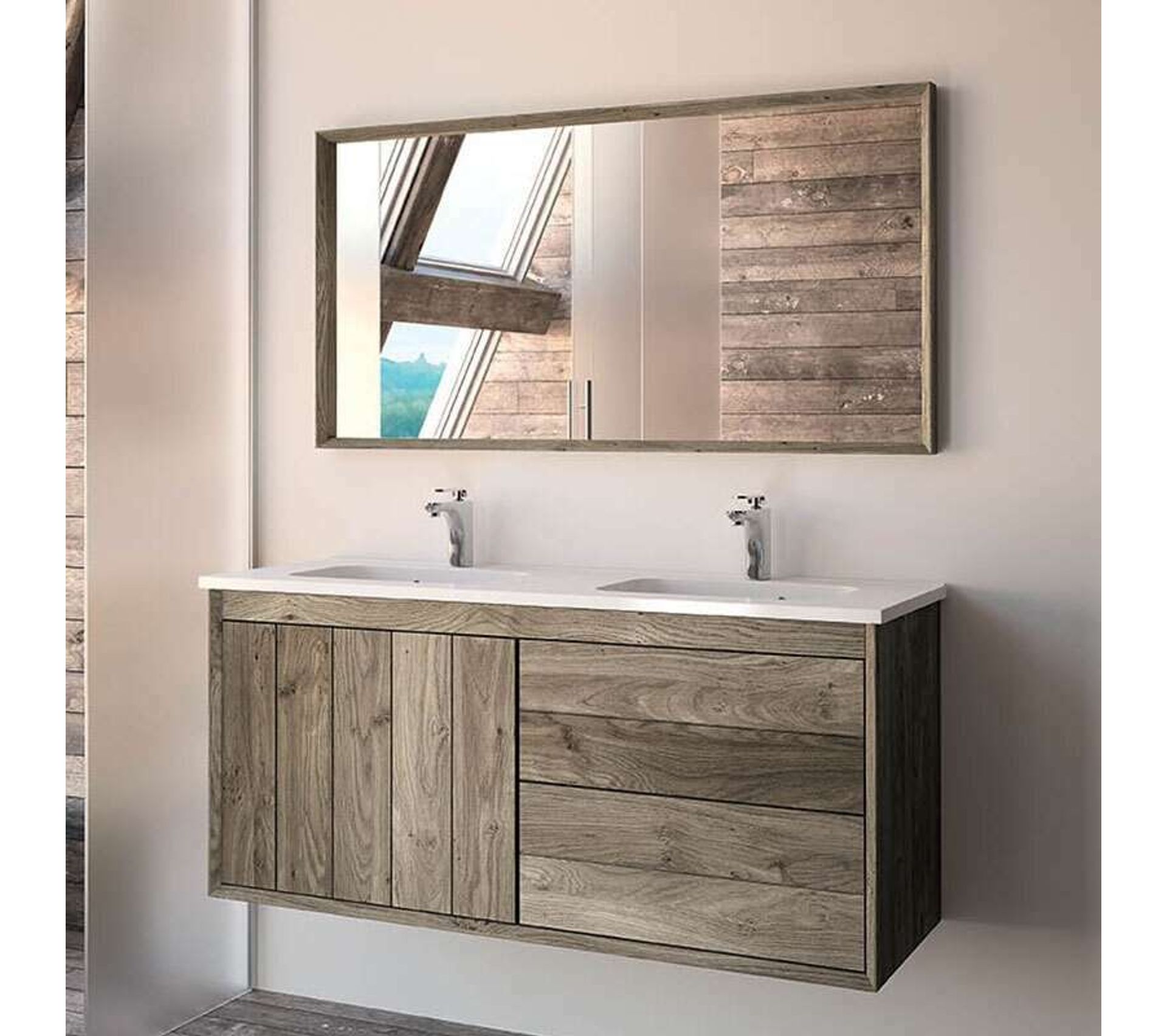 Miroir 120 Cm En Ch ne Gris Refugia Miroir BUT
