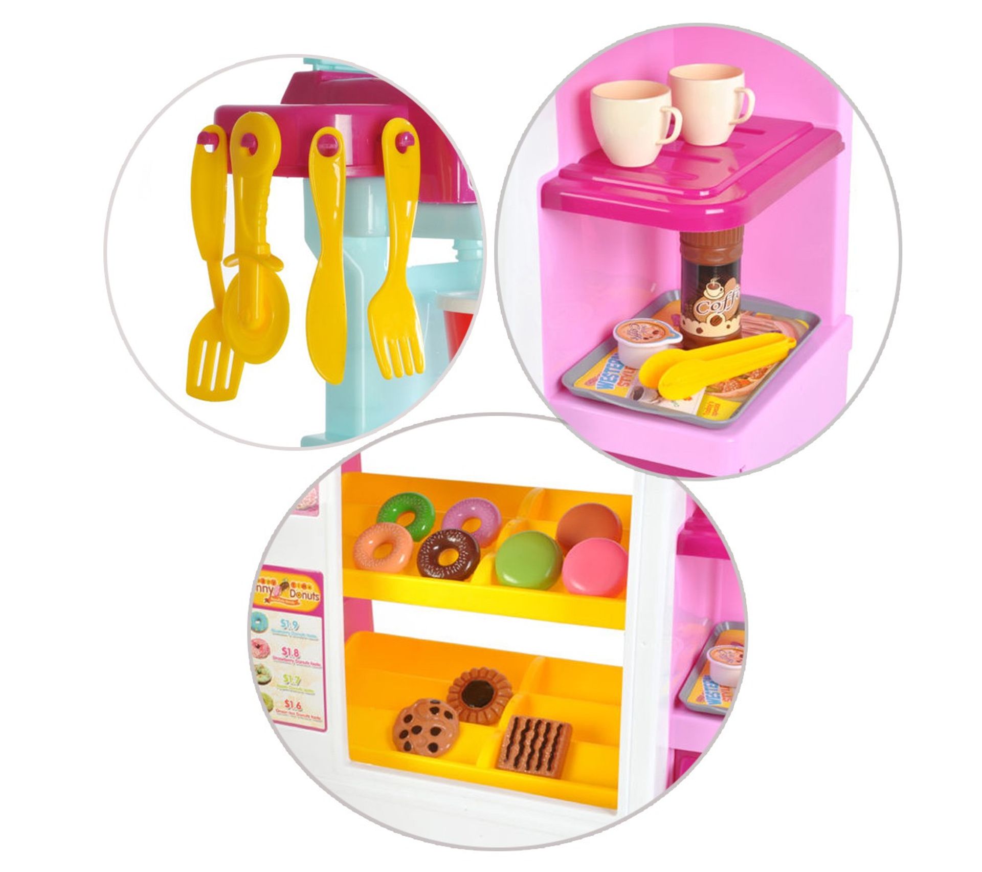 Kids Kitchen Set dîner café jouet Ustensiles Couverts carafe Plaques Tasses